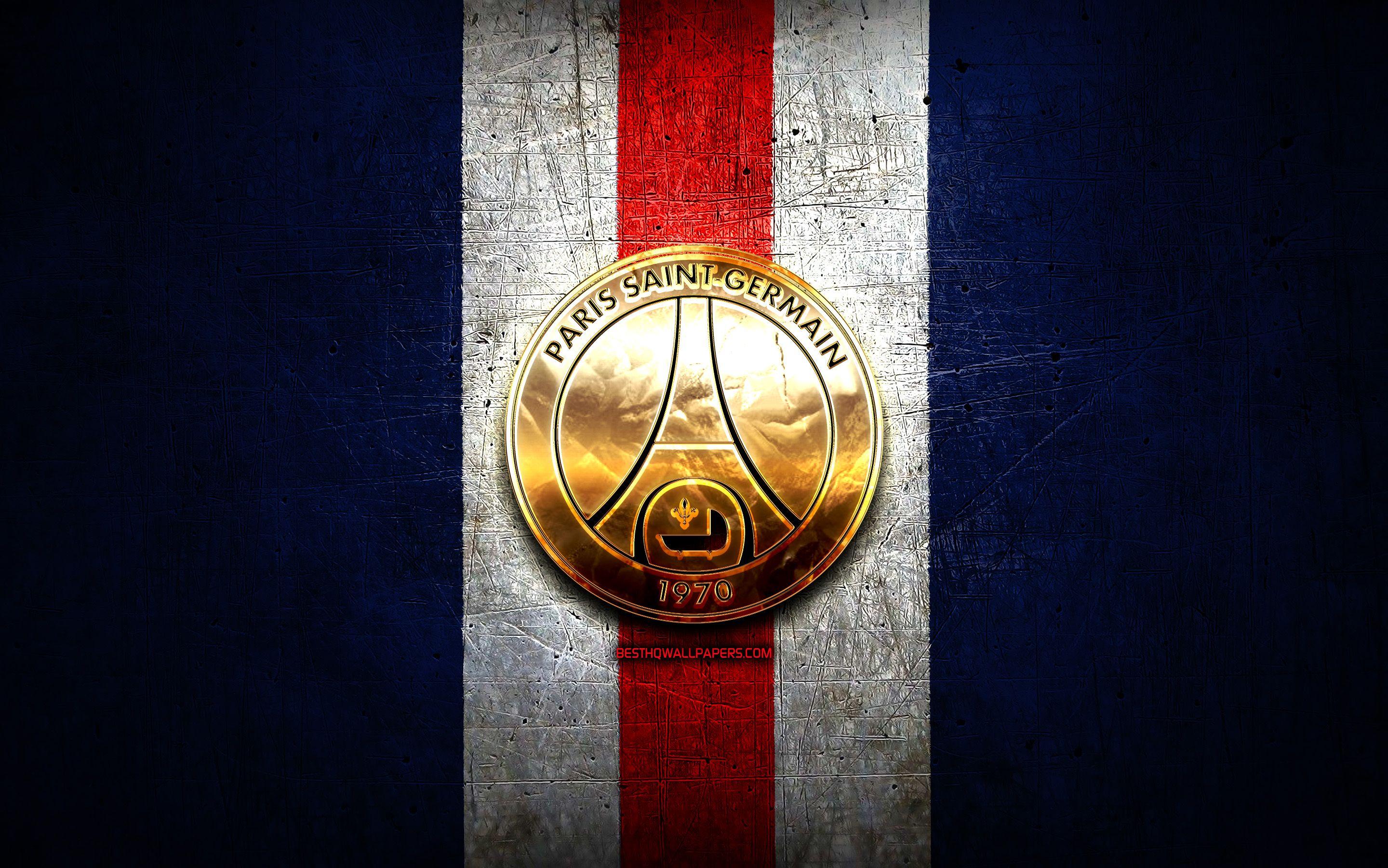 2880x1800 Download Wallpaper Paris Saint Germain FC, Golden Logo, Ligue Blue Metal Background, Football, Paris Saint Germain, French Football Club, PSG Logo, Soccer, France, PSG FC For Desktop With Resolution 2880x1800. High Quality HD