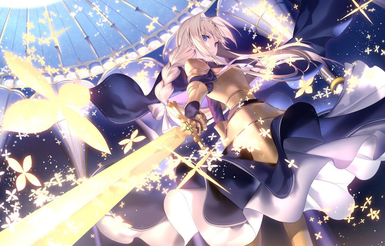 1332x850 Wallpaper knight, armor, Sword Art Online Alicization, girl, sword