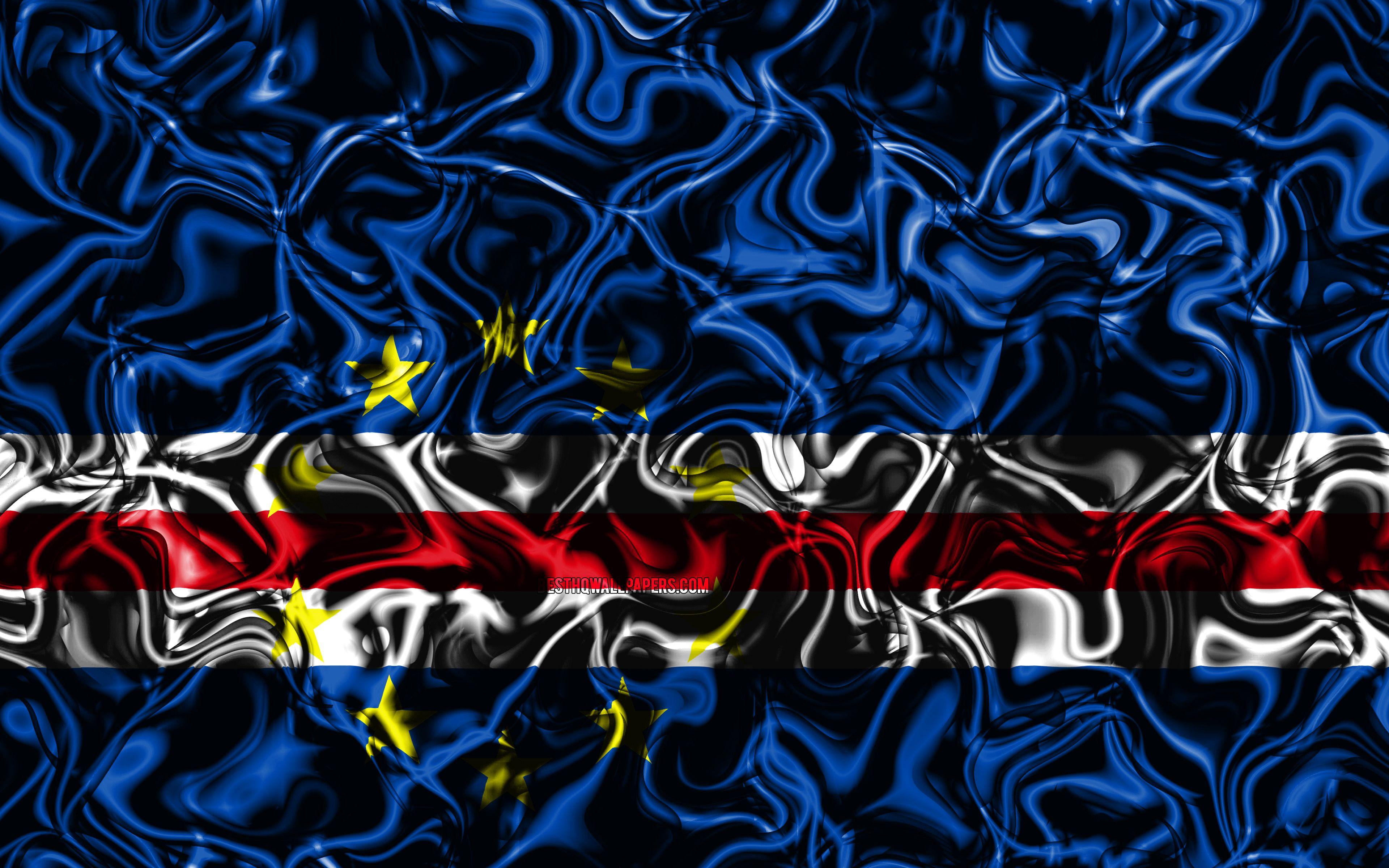 3840x2400 Download wallpaper 4k, Flag of Cabo Verde, abstract smoke, Africa