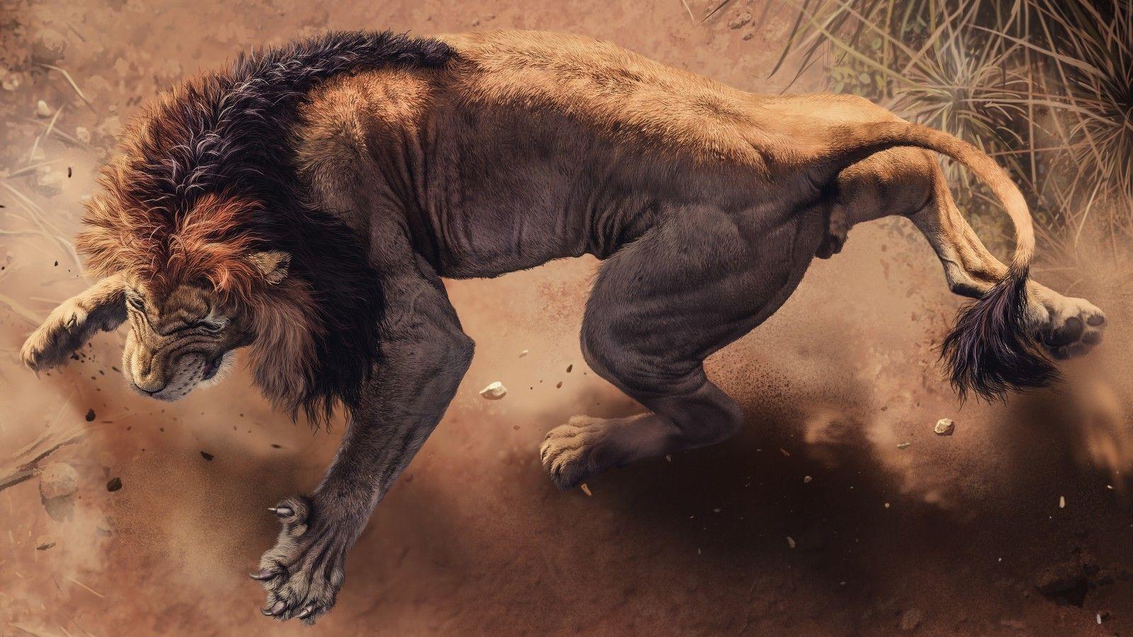 1600x900 Download 1600x900 Giant African Lion, Sand, Predator Wallpaper