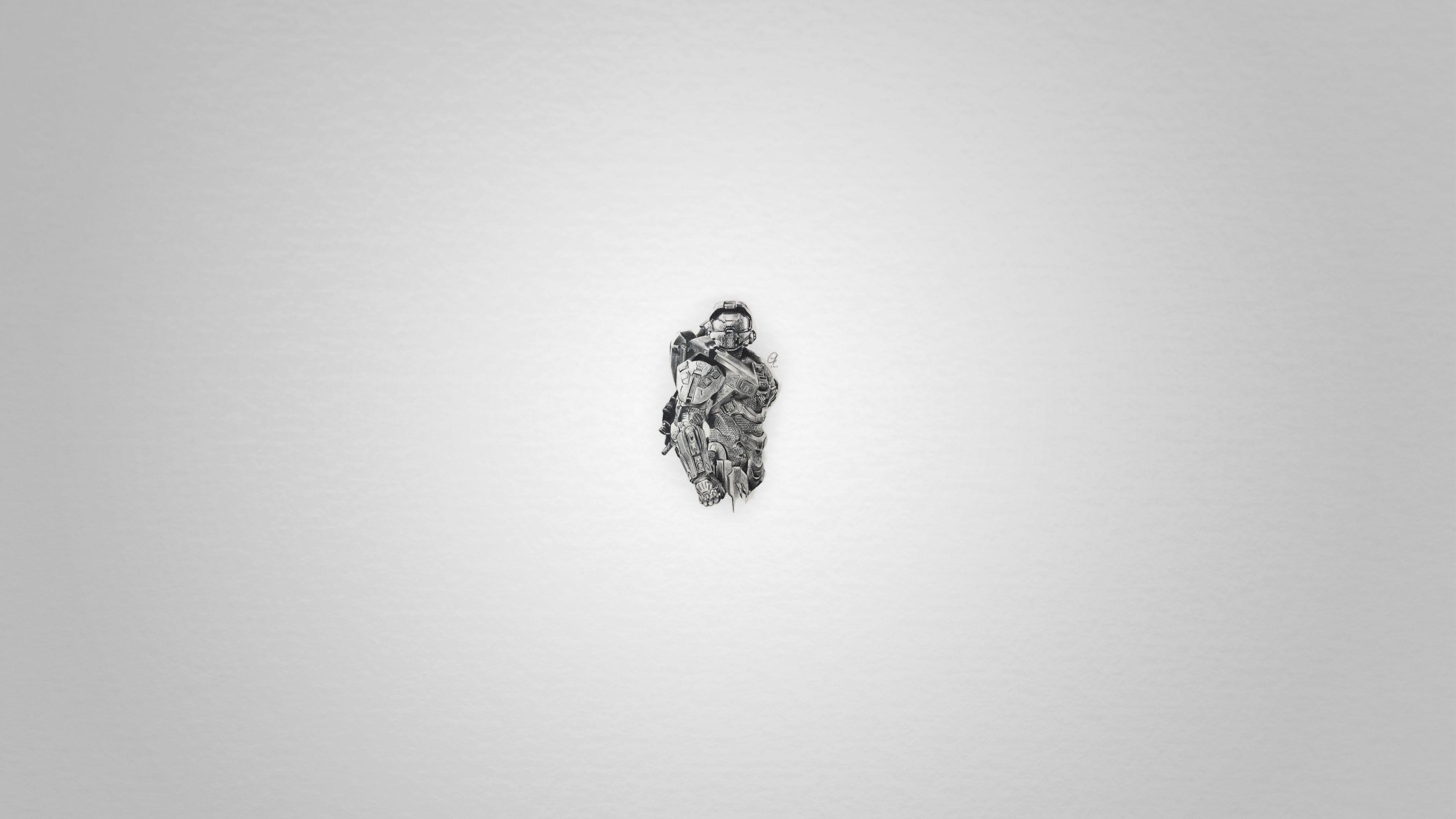 3840x2160 Pencil Drawing Wallpaper Of Master Chief By U Vinaklito