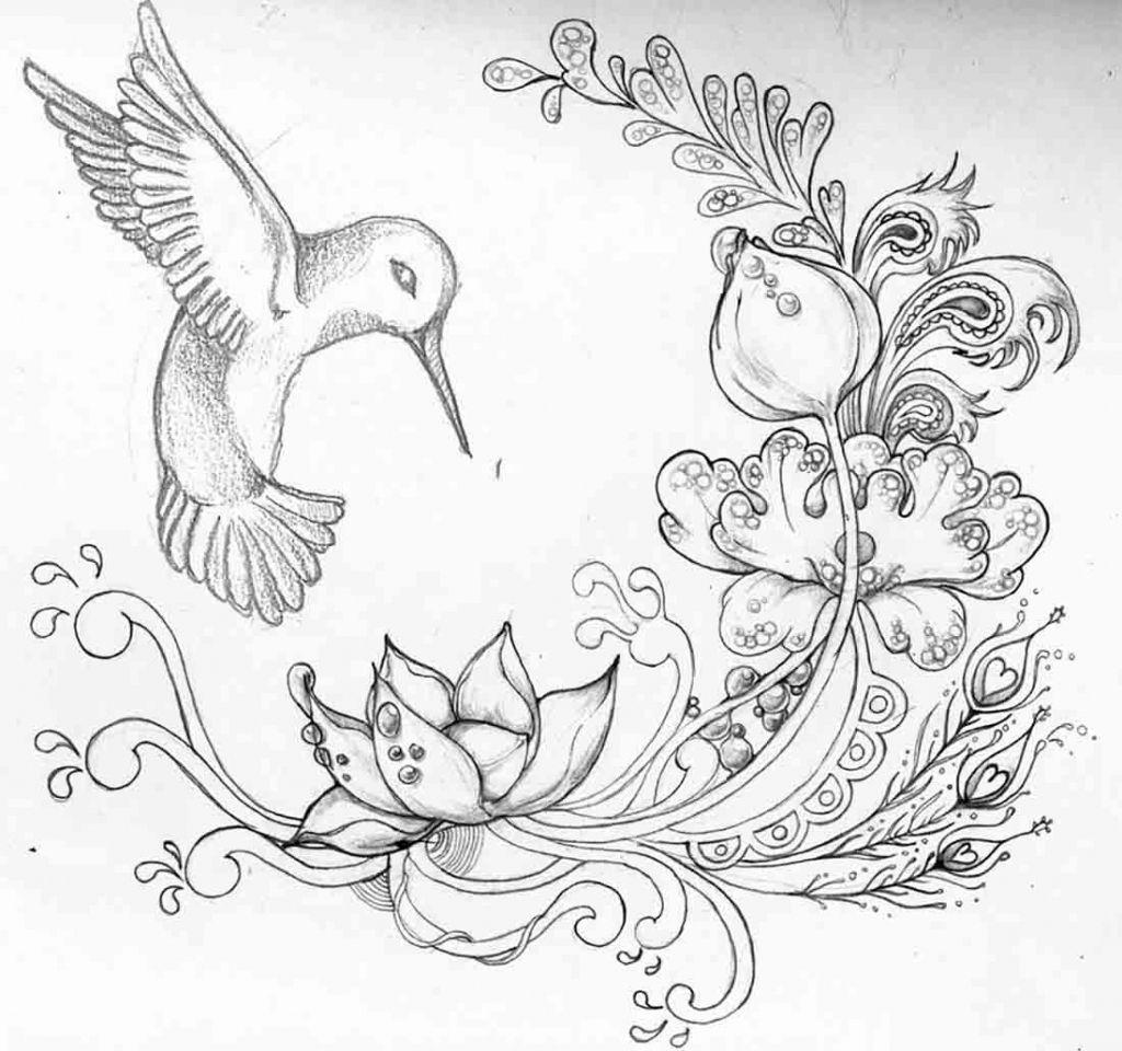 1024x960 Flower Drawing Wallpaper