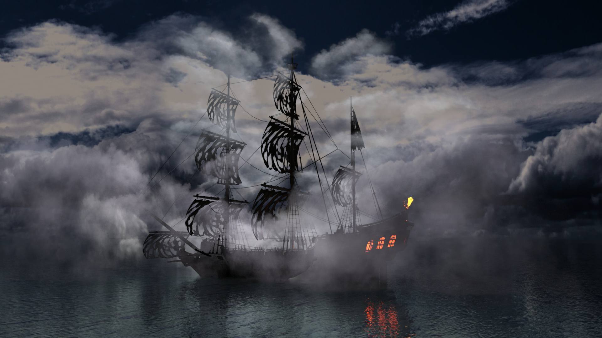 1920x1080 The Flying Dutchman by poisinivy DAZ. Studio Fantasy