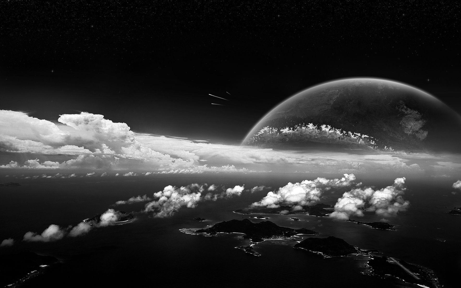 Black And White Space Wallpaper