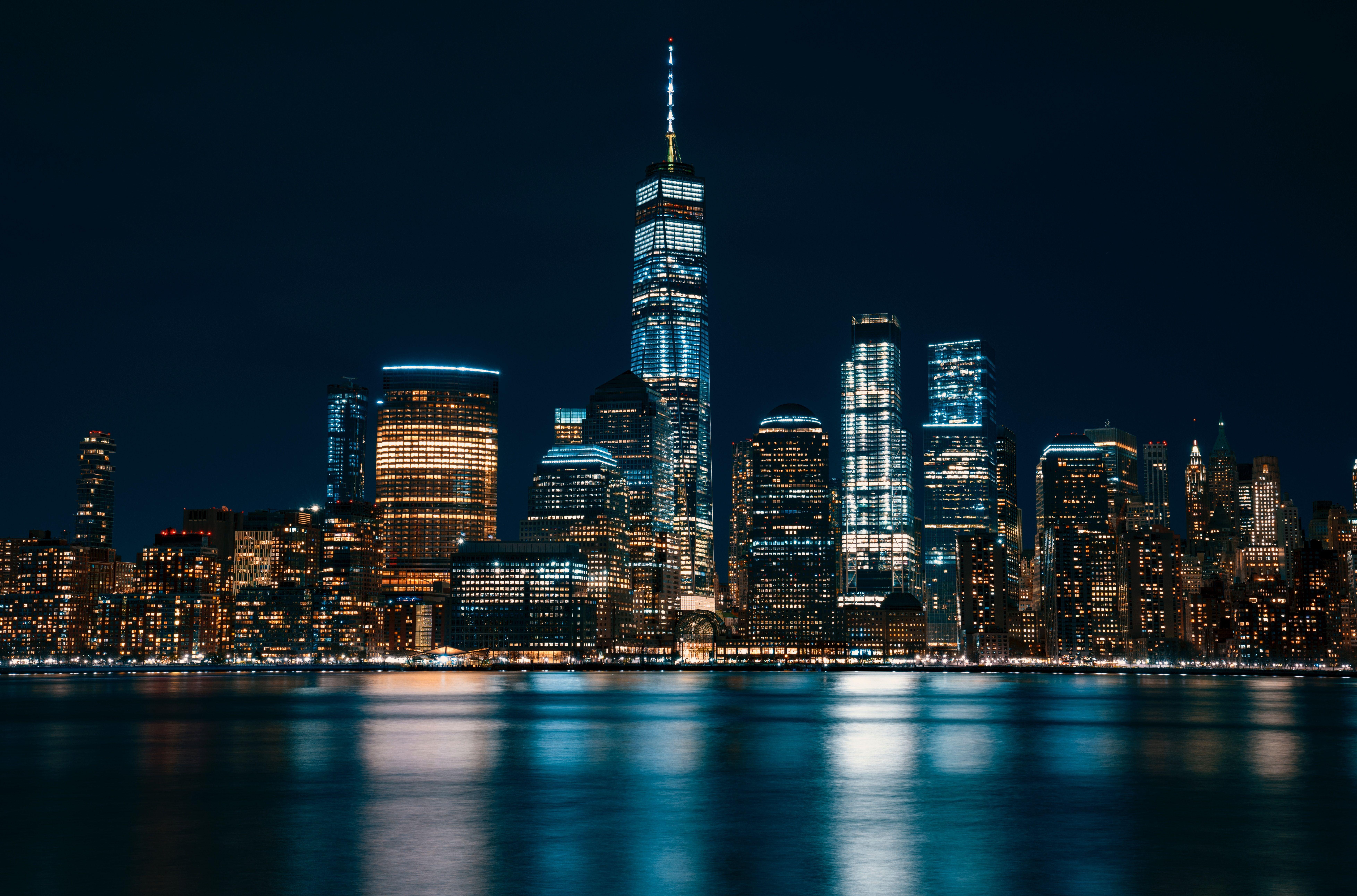 7825x5167 Wallpaper Exchange Place, Cityscape, Night, Reflections, New York