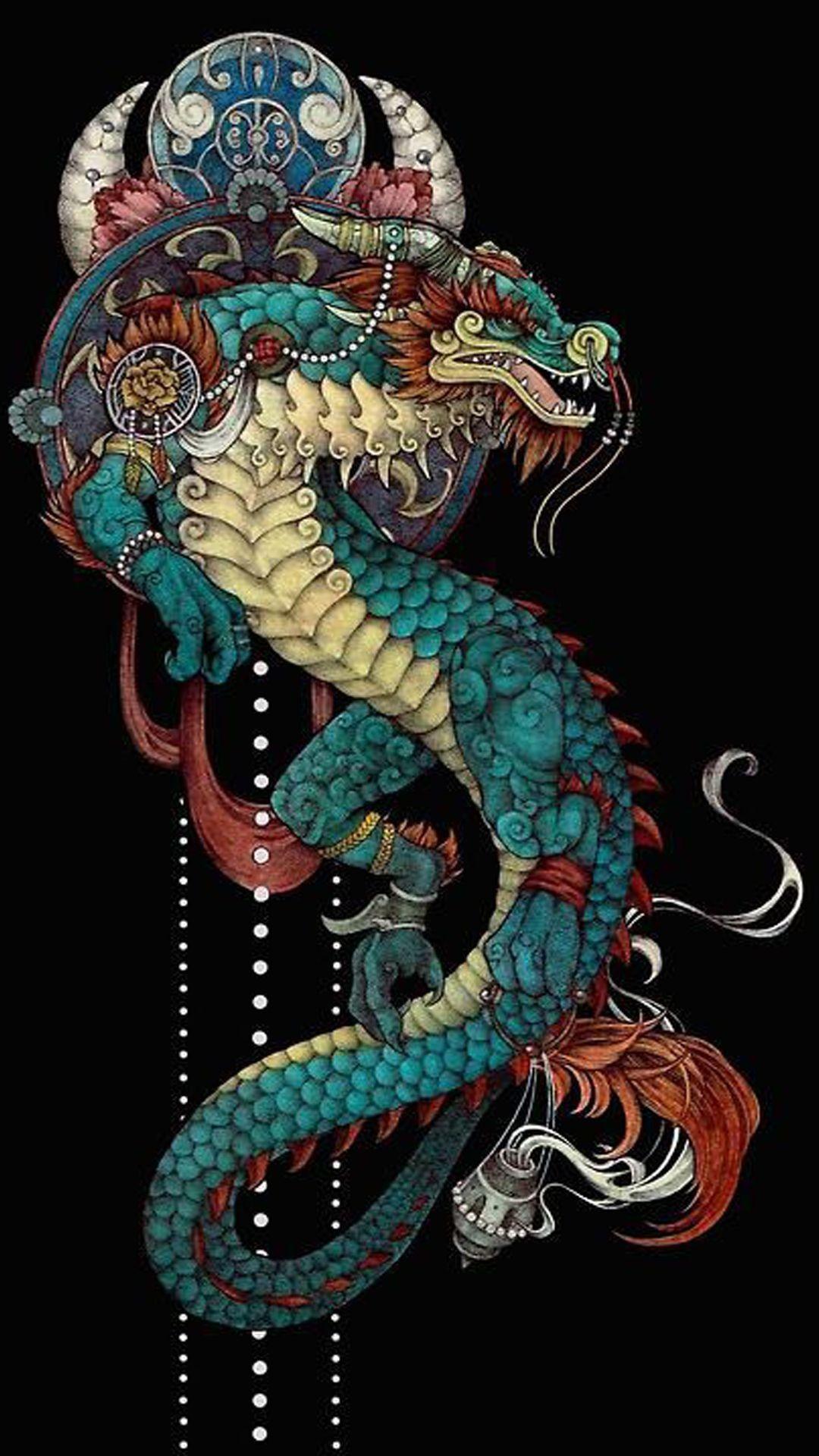 1080x1920 iPhone Japanese Dragon Wallpaper