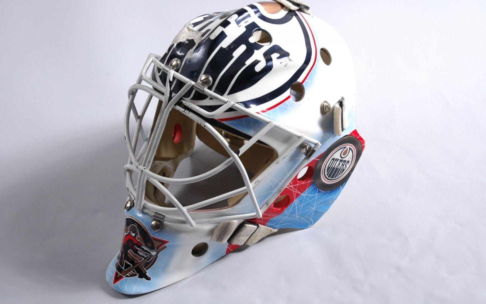 1680x1050 Gage, mask, goalkeeper, hockey, Edmonton, Oilers wallpaper