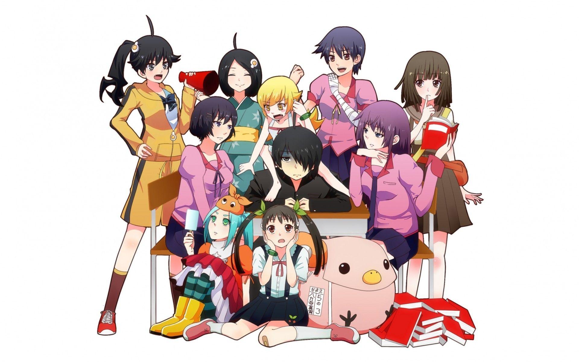 1920x1200 Bakemonogatari, Mayoi Hachikuji, Araragi Koyomi, Oshino