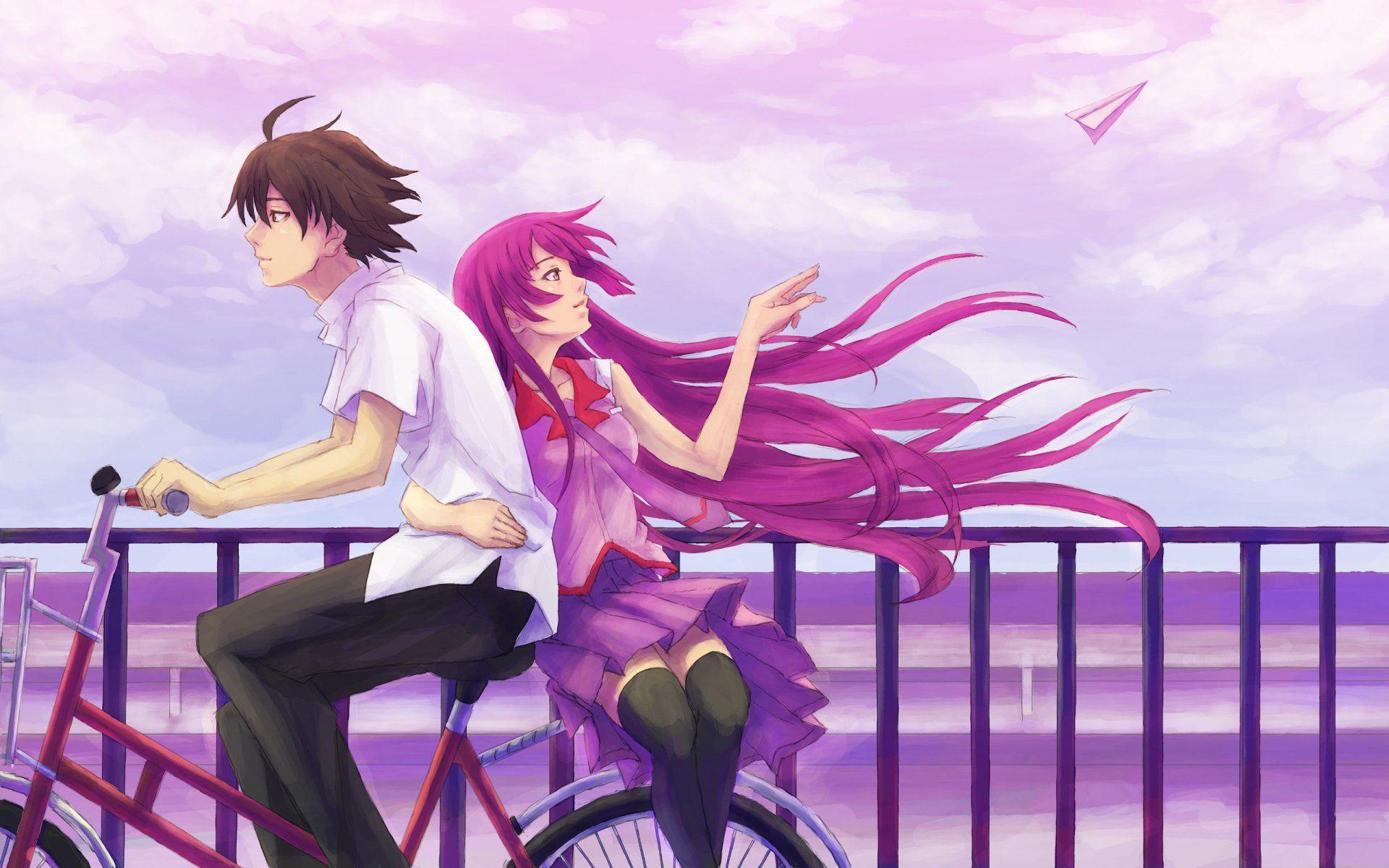 1920x1200 Anime Monogatari (Series) Long Hair Pink Hair Hitagi Senjōgahara