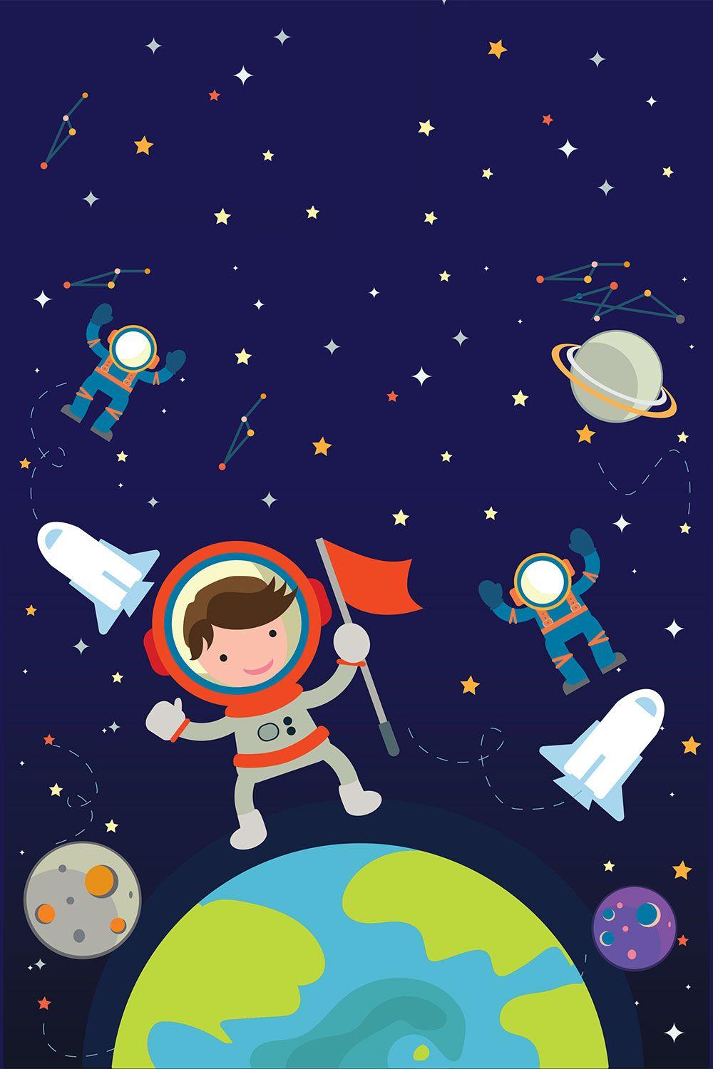 Space Cartoon Wallpaper - Vector retro seamless pattern with comic