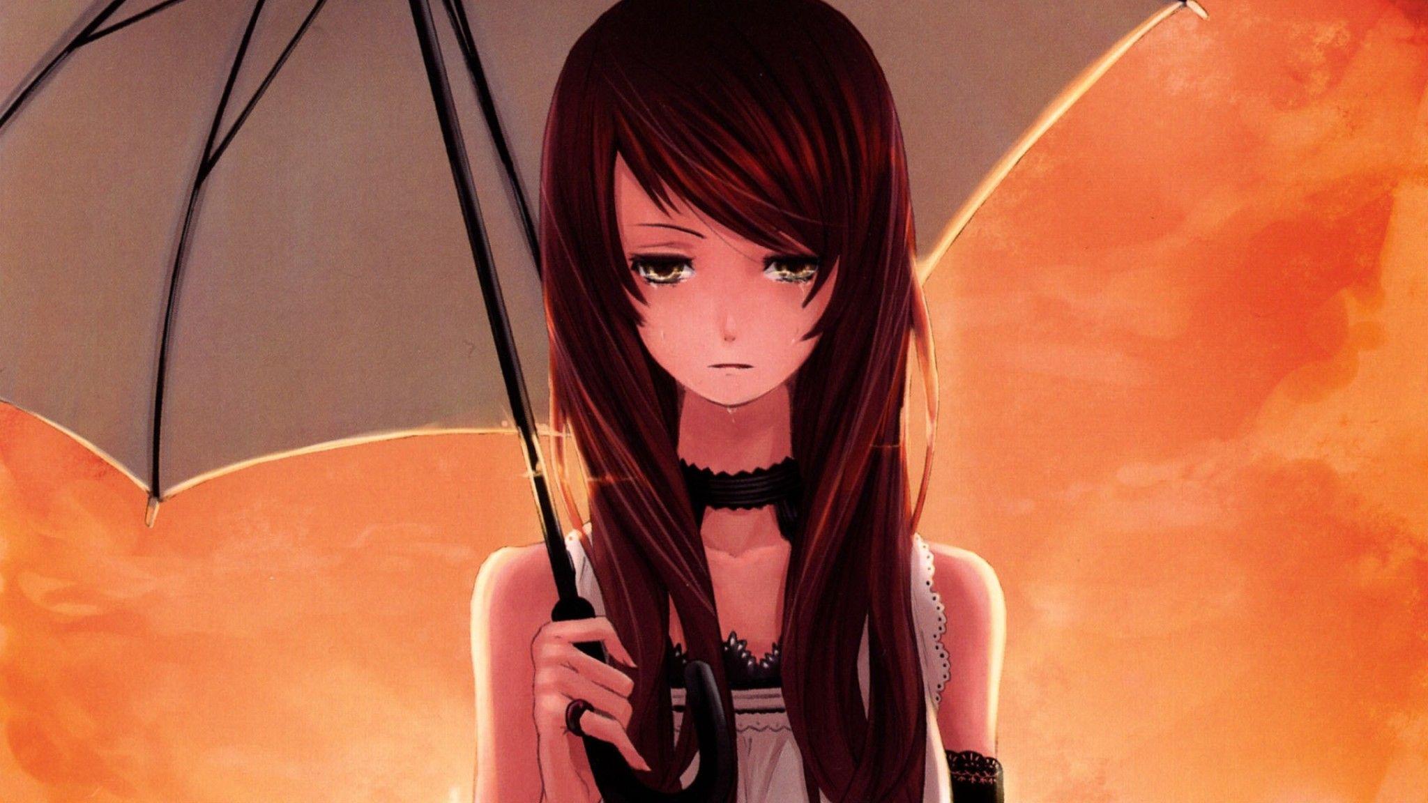 2048x1152 Anime Sad Girl Wallpaper