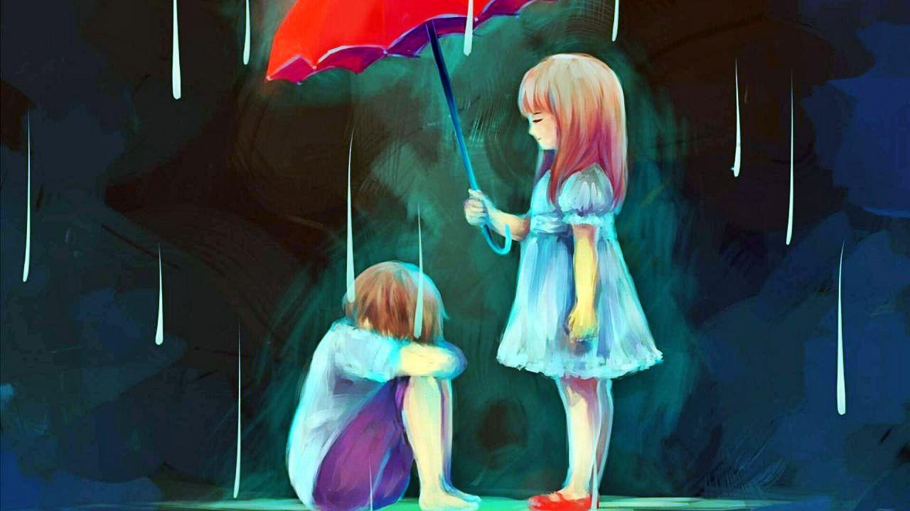 1280x720 Cartoon Sad Couple Wallpaper