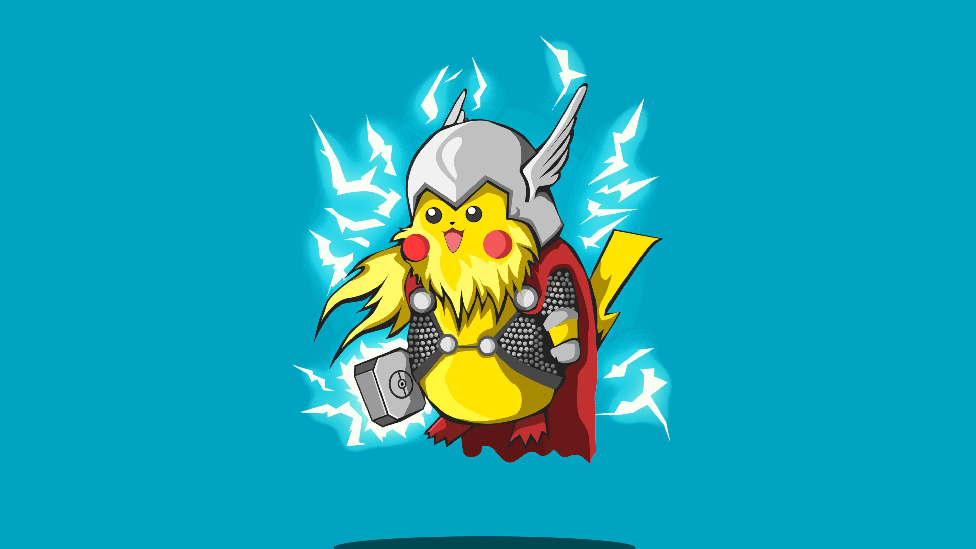 3840x2160 Wallpaper 4k Pikachu Thor Minimalism 4k 4k Wallpaper, Artist Wallpaper, Artstation Wallpaper, Digital Art Wallpaper, Hd Wallpaper, Minimalism Wallpaper, Pikachu Wallpaper, Thor Wallpaper