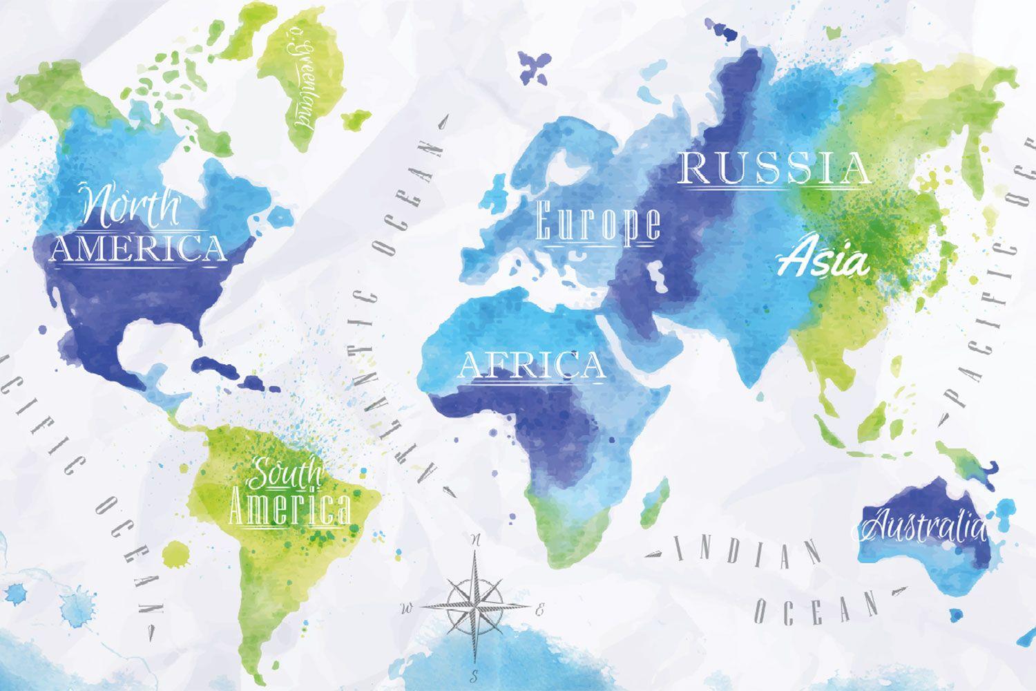 1500x1000 Aqua World Map Map Wallpaper For Desktop