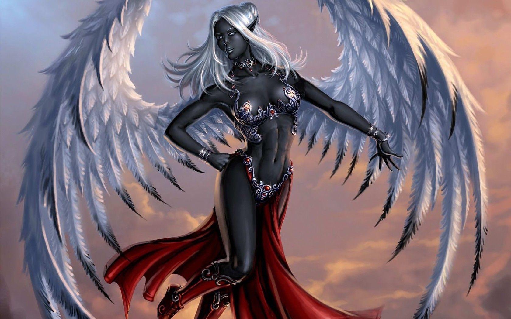 1680x1050 african american fantasy art. Wallpaper Art, girl, wings, elf