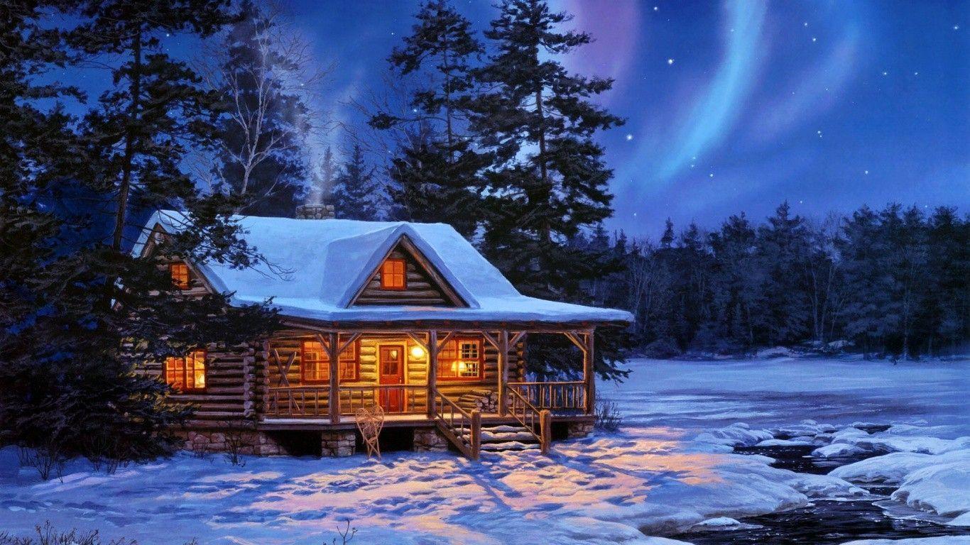 Winter cabin breath taking cabin woods lake HD phone wallpaper   Peakpx