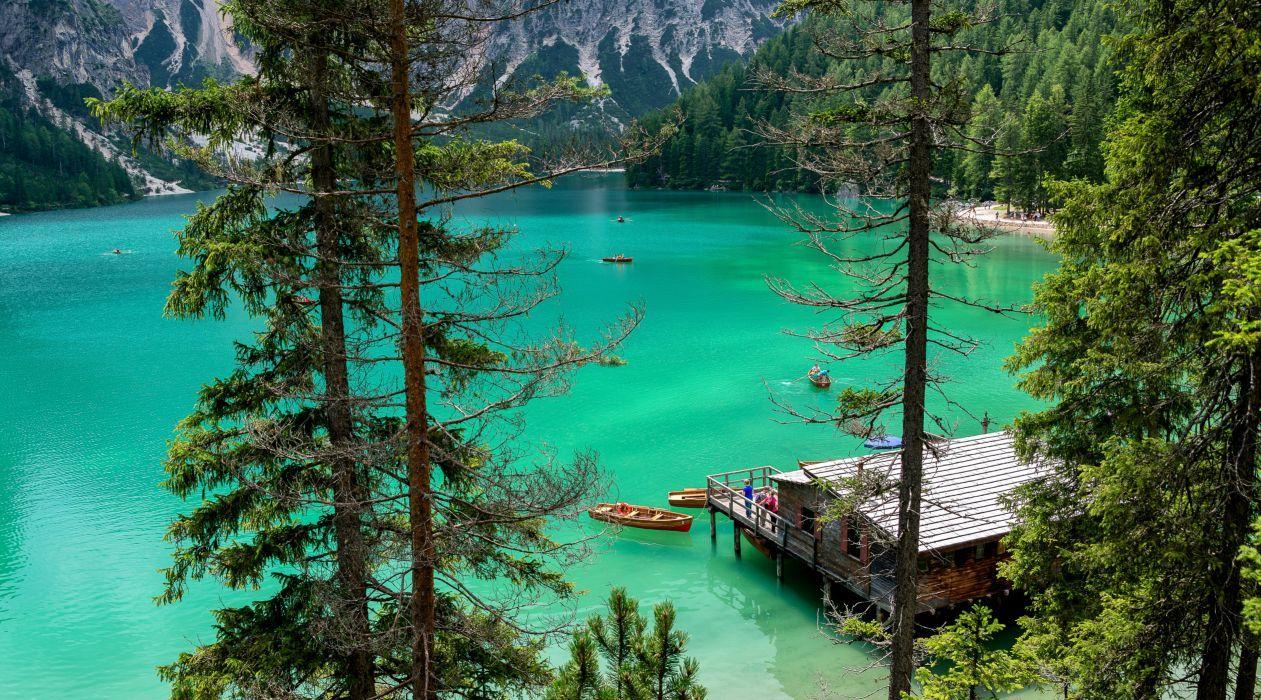 1261x700 Boats cabin forest lake mountain outdoors scenic trees water woods