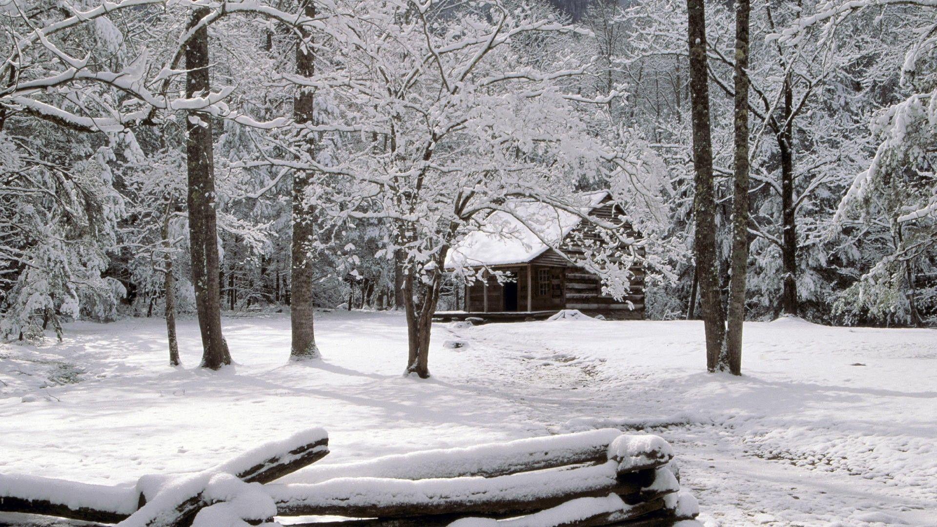 1920x1080 Winter Cabin Scenes Wallpaper