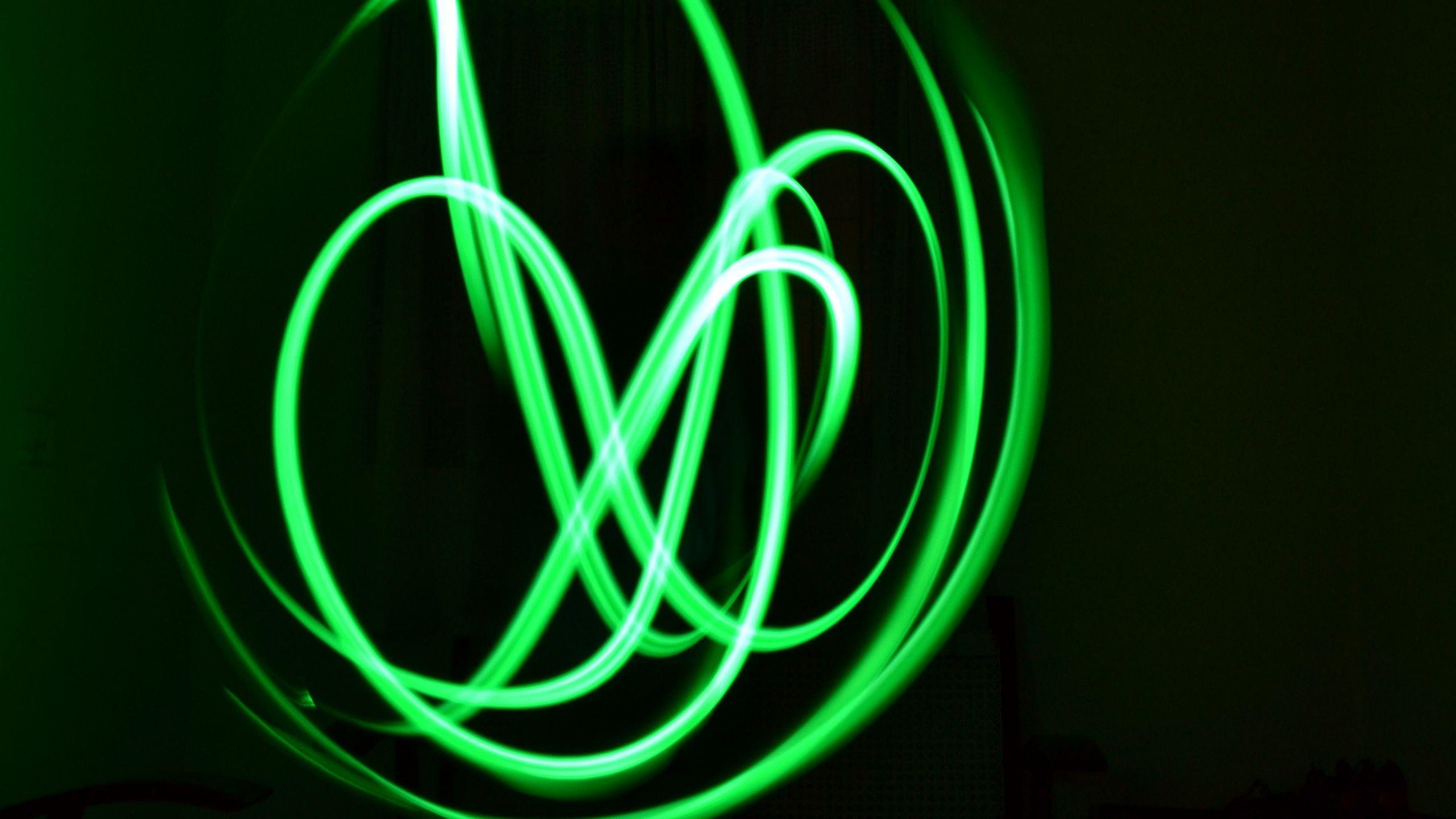 2560x1440 Download wallpaper 2560x1440 neon, lines, plexus, green widescreen