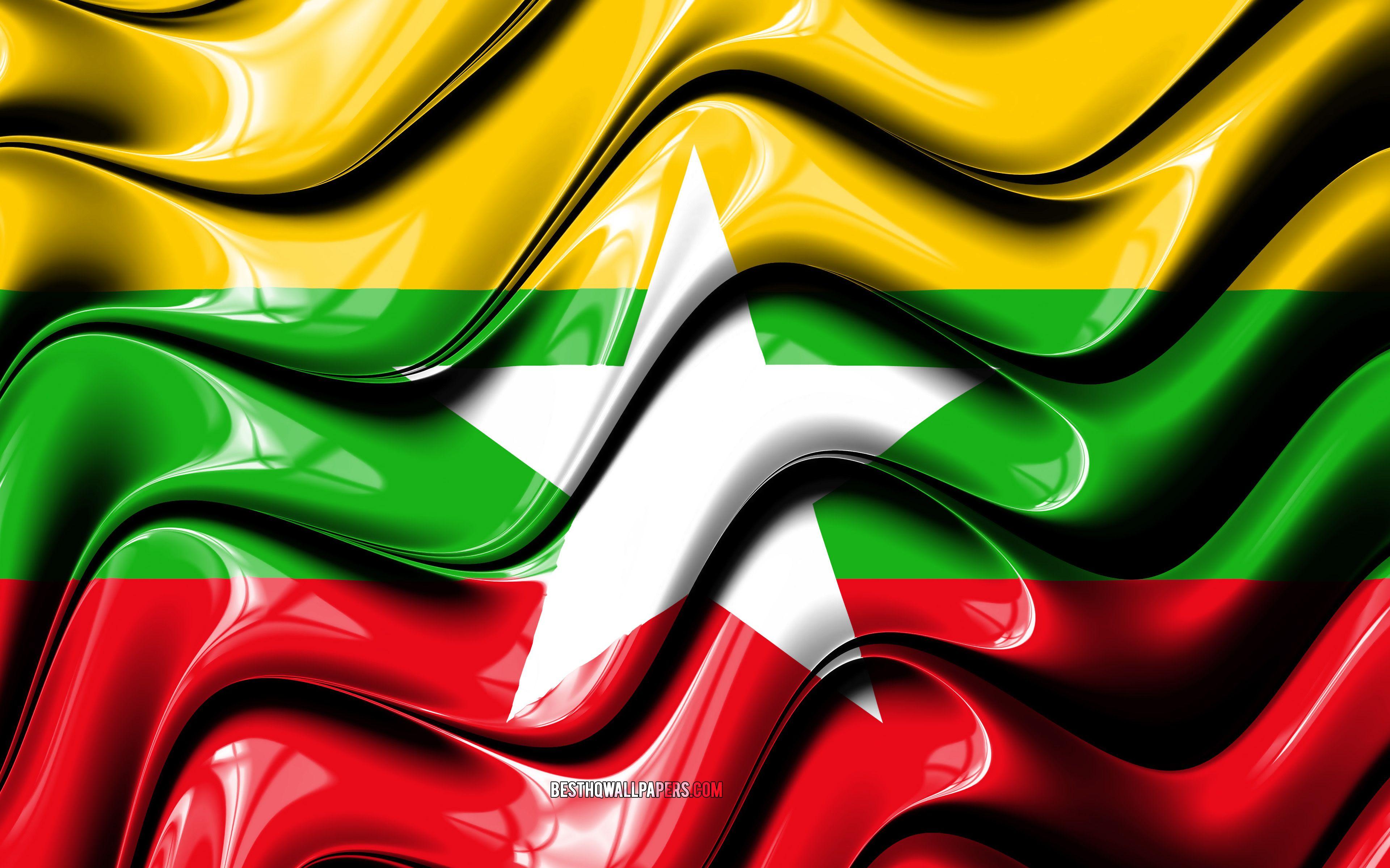 3840x2400 Download wallpaper Myanmar flag, 4k, Asia, national symbols, Flag