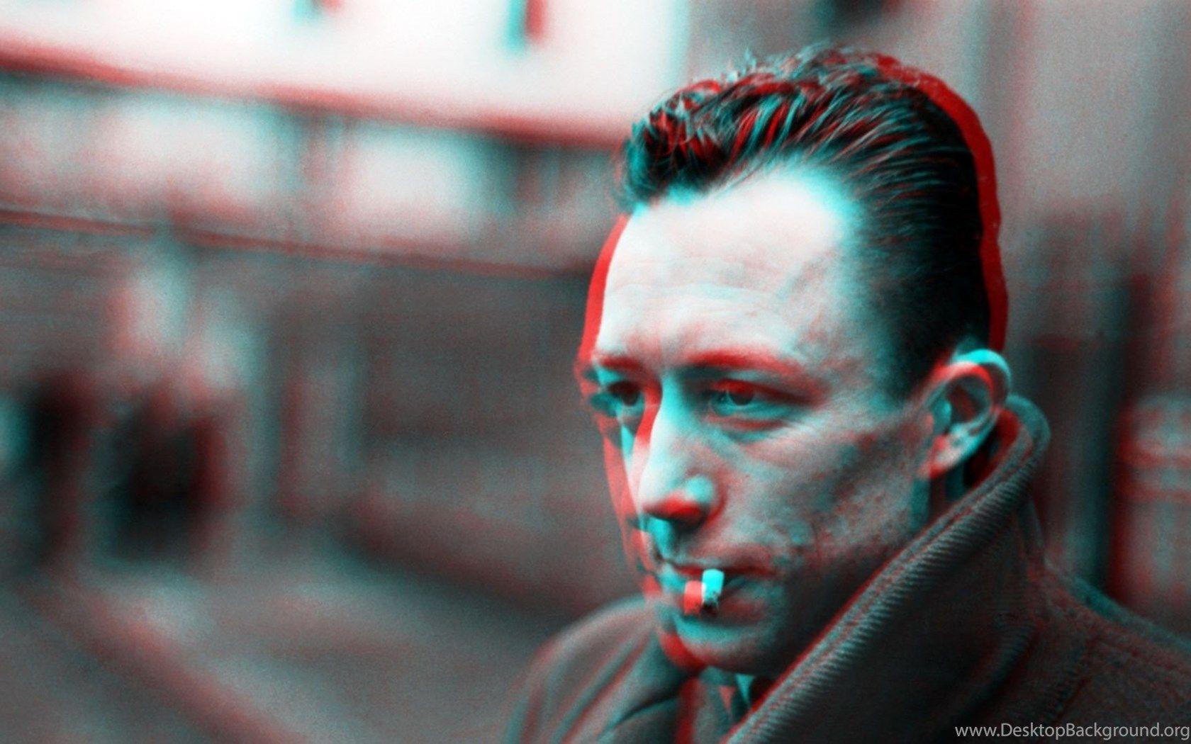 1680x1050 Albert Camus, Anaglyph 3D, Writers, Men, Cigarettes Wallpaper HD