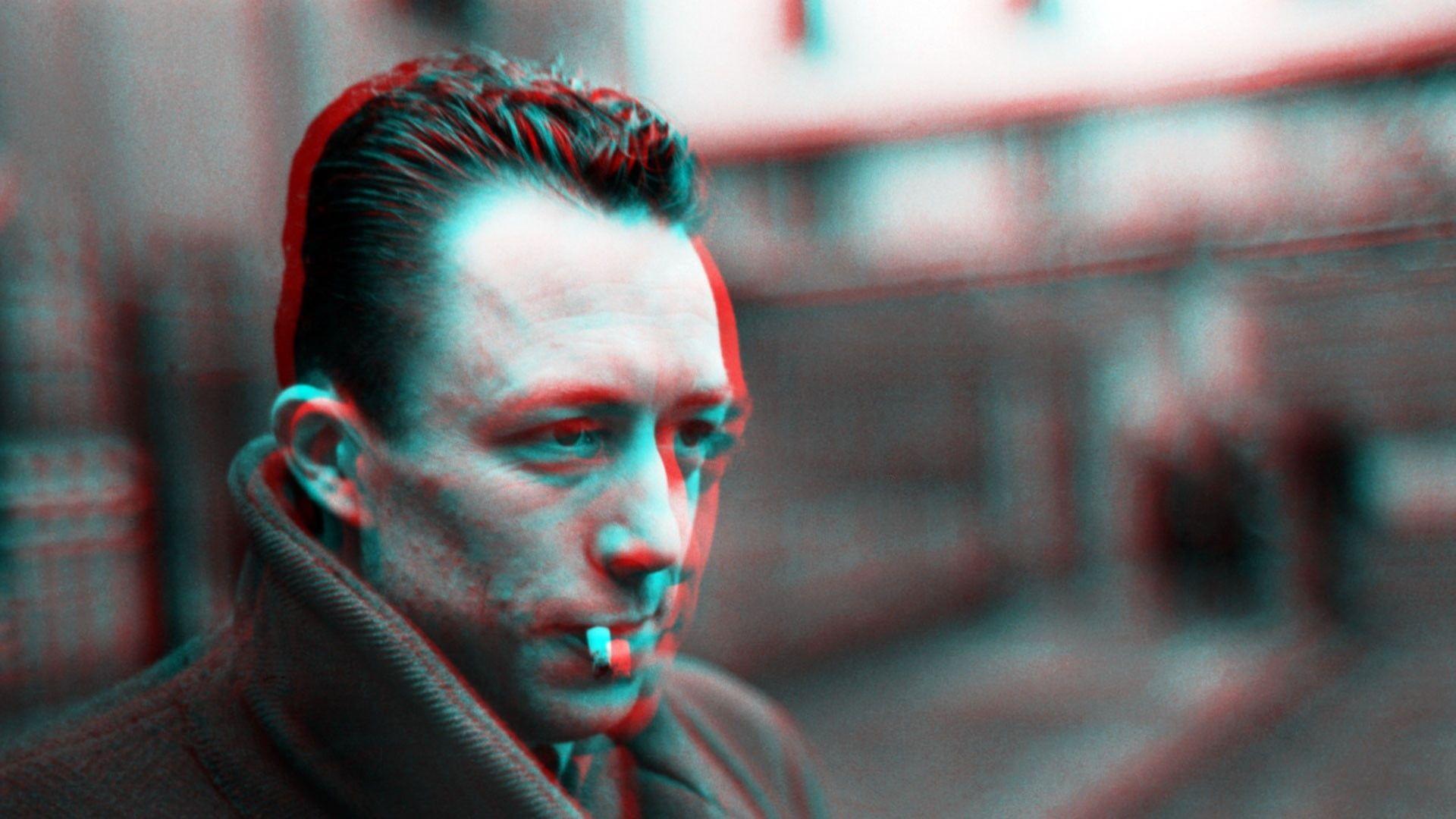 1920x1080 Men's black jacket, Albert Camus, anaglyph 3D, writers, men HD