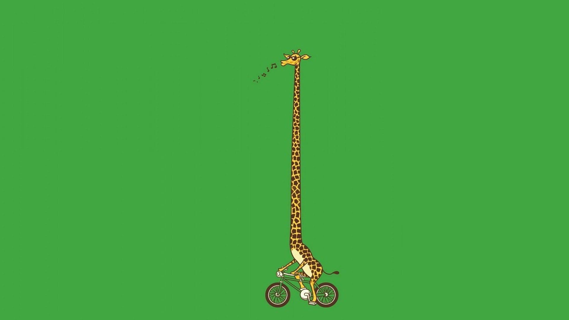 1920x1080 Giraffe illustration, giraffes, minimalism, bicycle HD wallpaper
