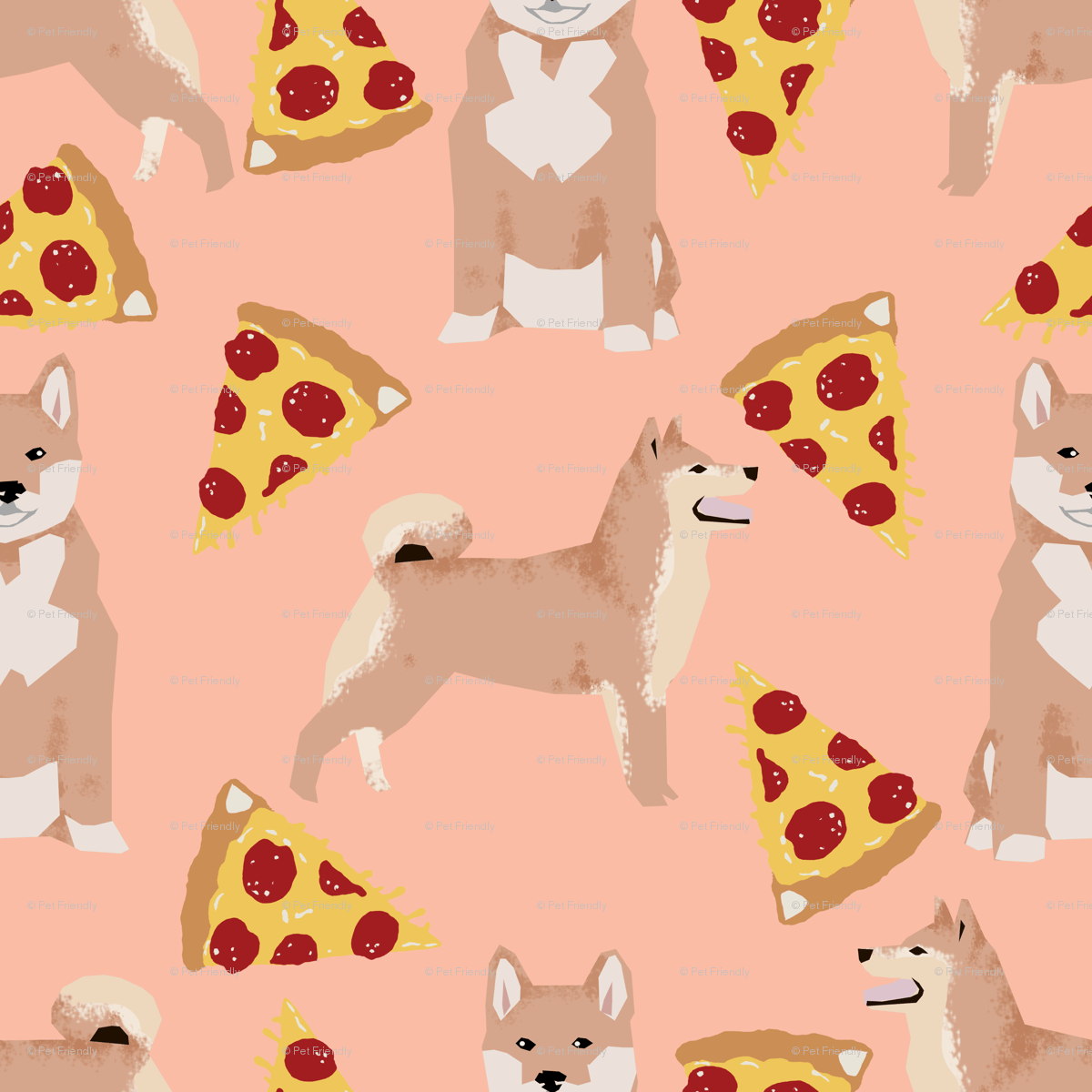 1200x1200 Shiba Inu Peach Pizza Dog Cute Pizza Fabric For Dog Inu