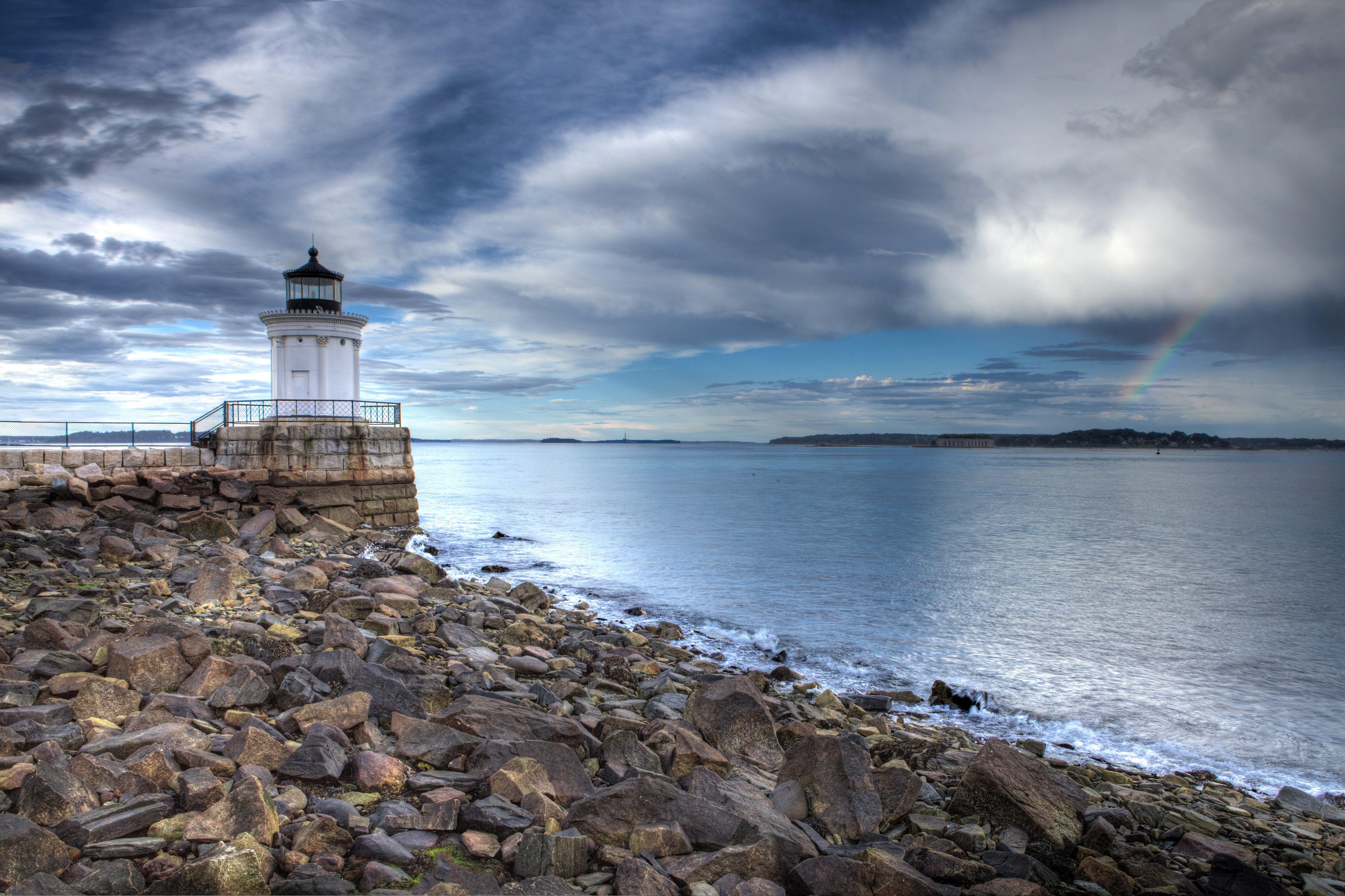 5634x3753 USA Scenery Coast Lighthouses Stones Sky Portland Oregon Nature