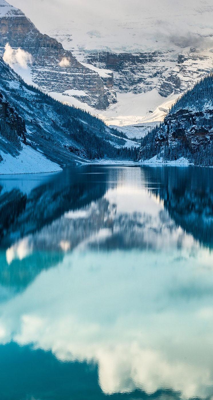 744x1392 Phone Lake Louise Snow Wallpaper