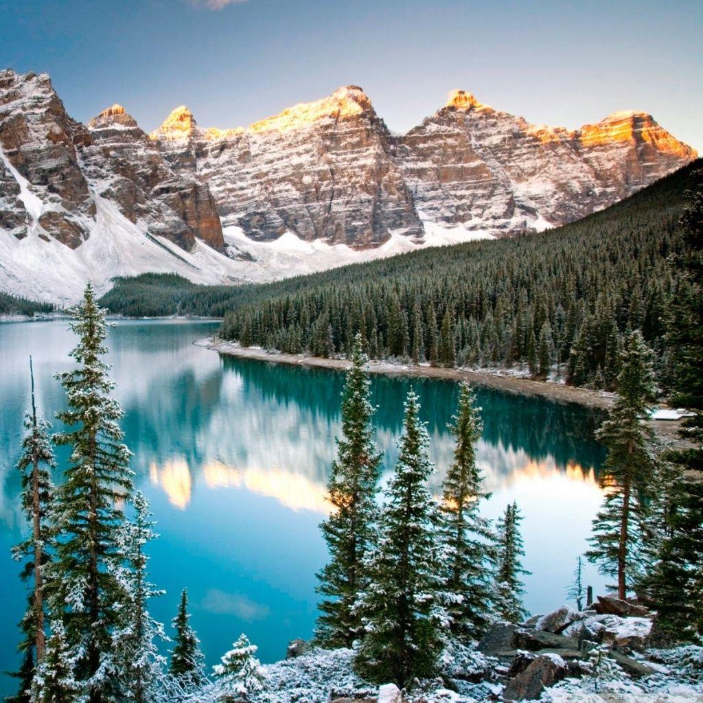 1024x1024 Winter, Moraine Lake, Alberta, Canada Ultra HD Desktop Background