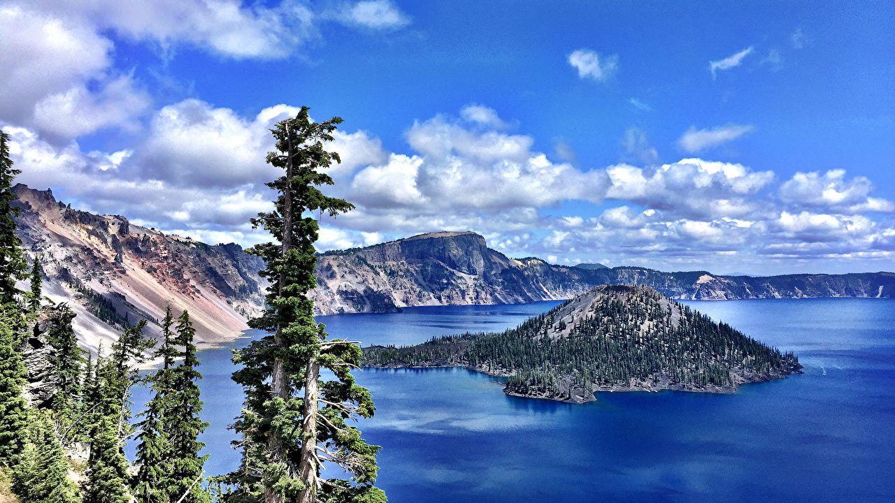 1280x720 image USA Crater Lake National Park Oregon Nature Mountains Sky
