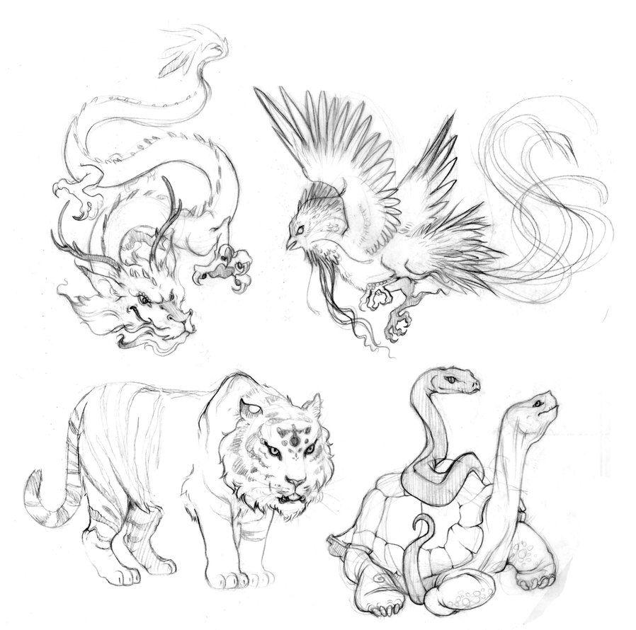 898x890 Chinese Element Animals sketch