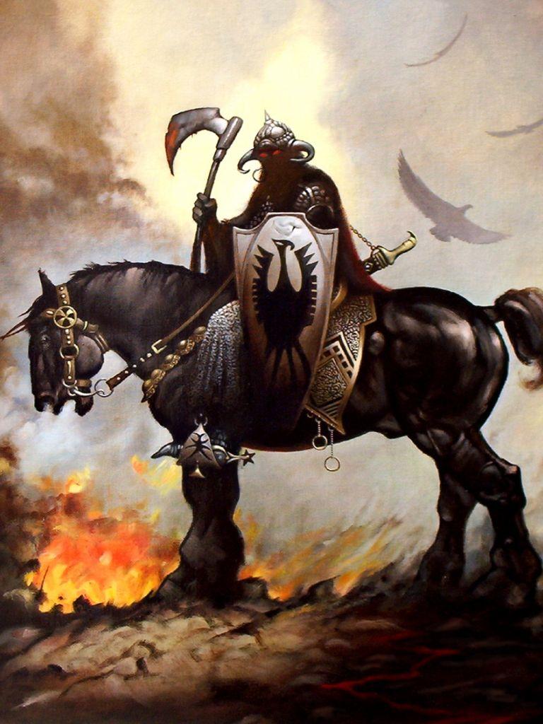768x1024 Free download scythe horses warriors frank frazetta hero HD