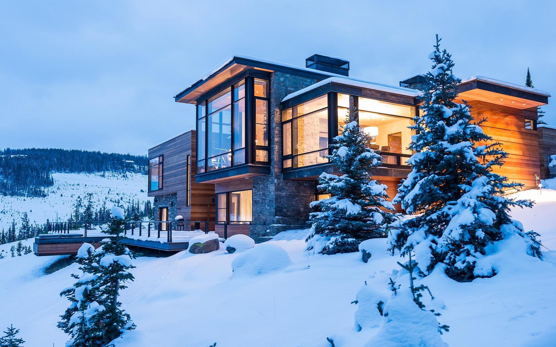 1920x1200 Winter Cabins Wallpaper