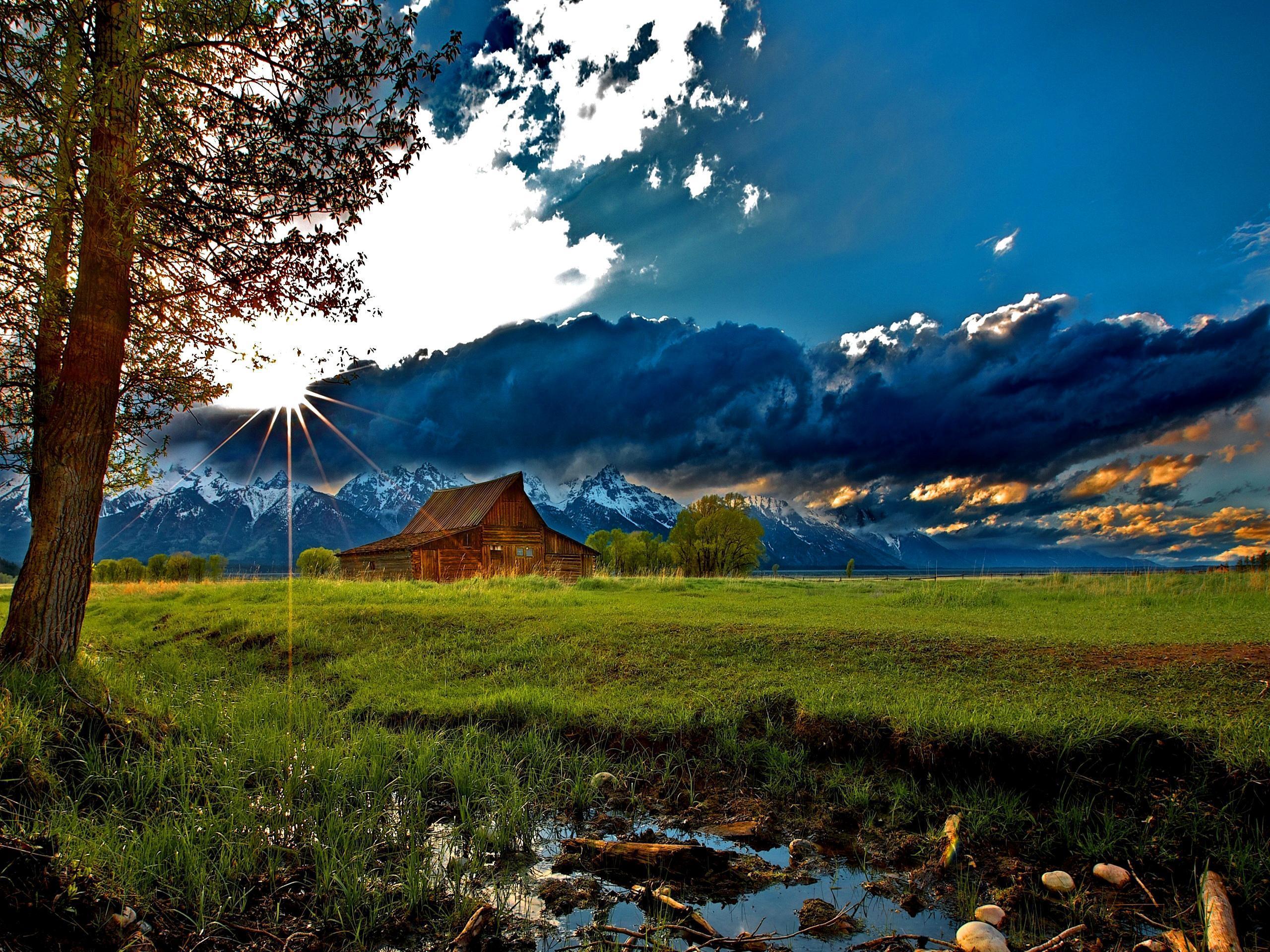 2560x1920 Mountain Cabin HD desktop wallpaper : Widescreen : High Definition