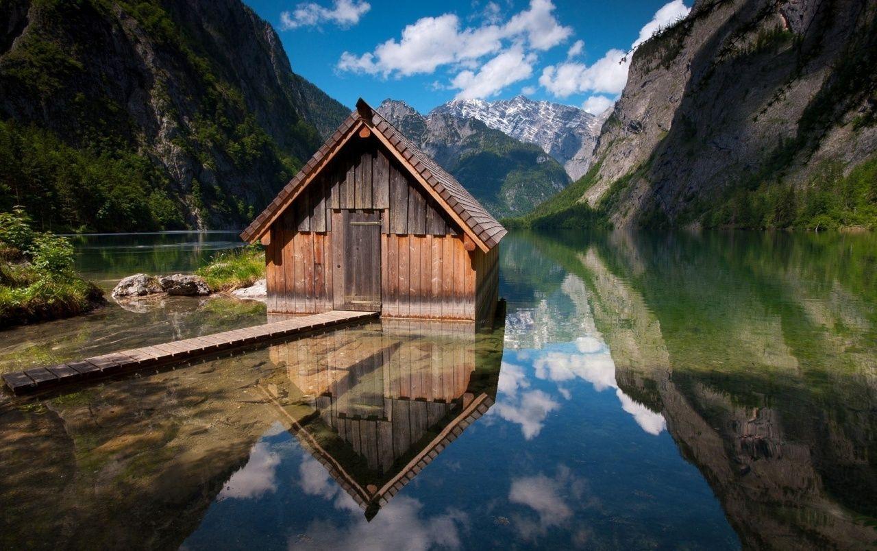 1280x804 Mountains Cabin Jetty & Lake wallpaper. Mountains Cabin Jetty