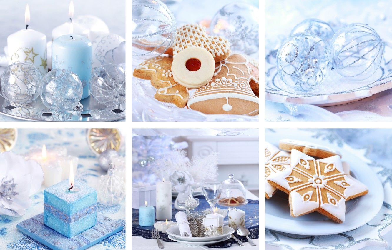 1332x850 Wallpaper holiday, blue, collage, new year, candles, cookies
