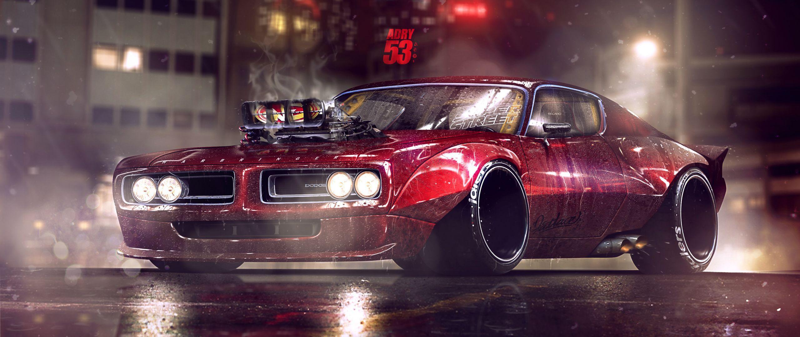 2560x1080 Download 2560x1080 wallpaper dodge charger, muscle car, artwork
