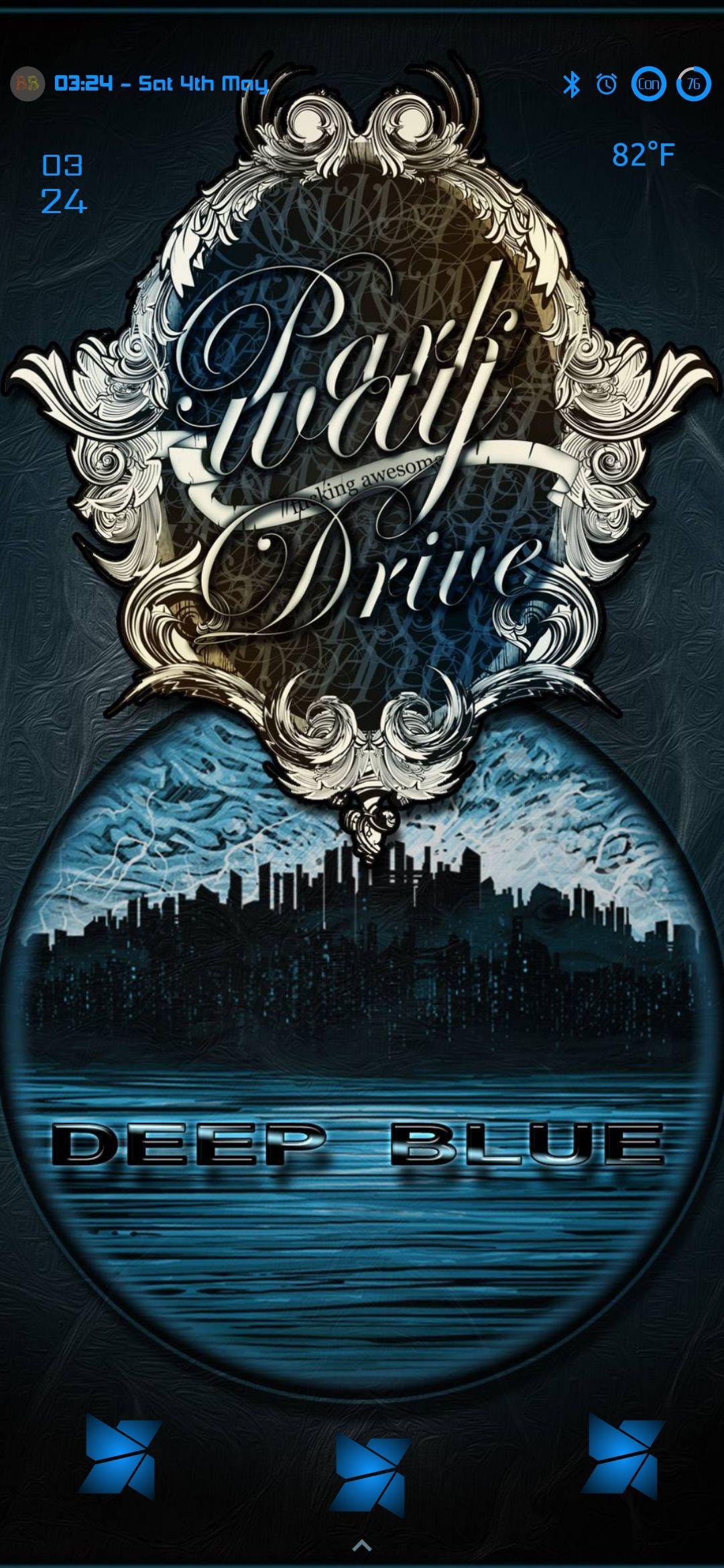 1080x2340 Parkway drive. Deep blue. Icon kustom/ fontawesome. Status bar
