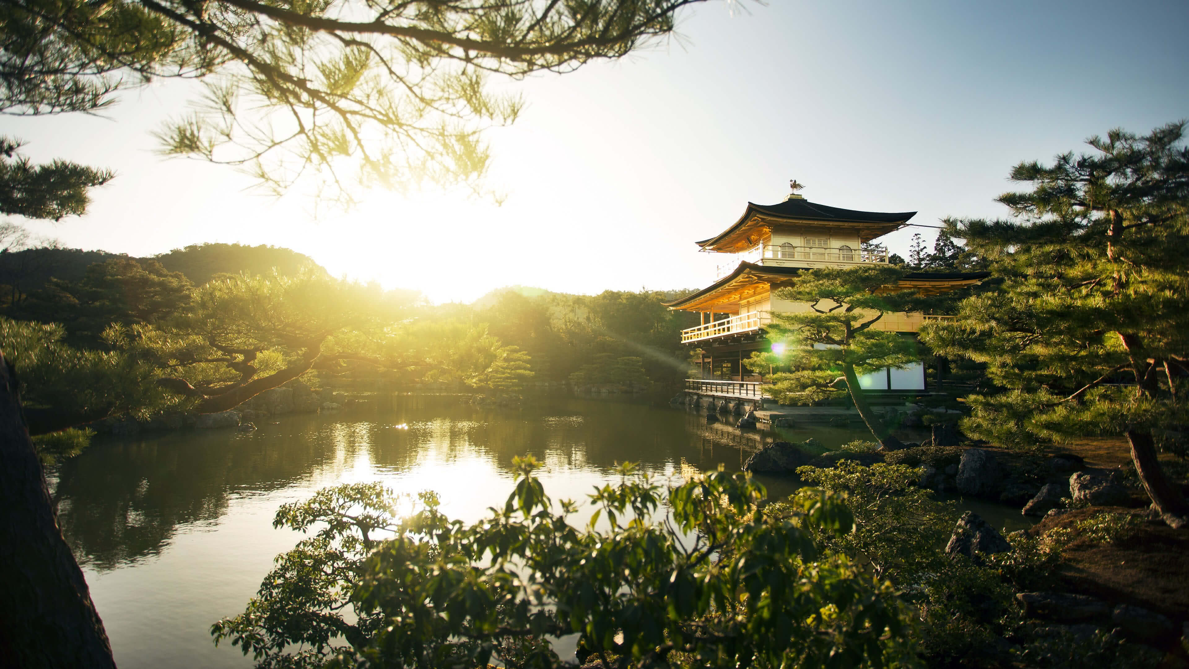 3840x2160 Temple Of The Golden Pavilion, Kinkaku Ji, Kyoto UHD 4K Hình nền