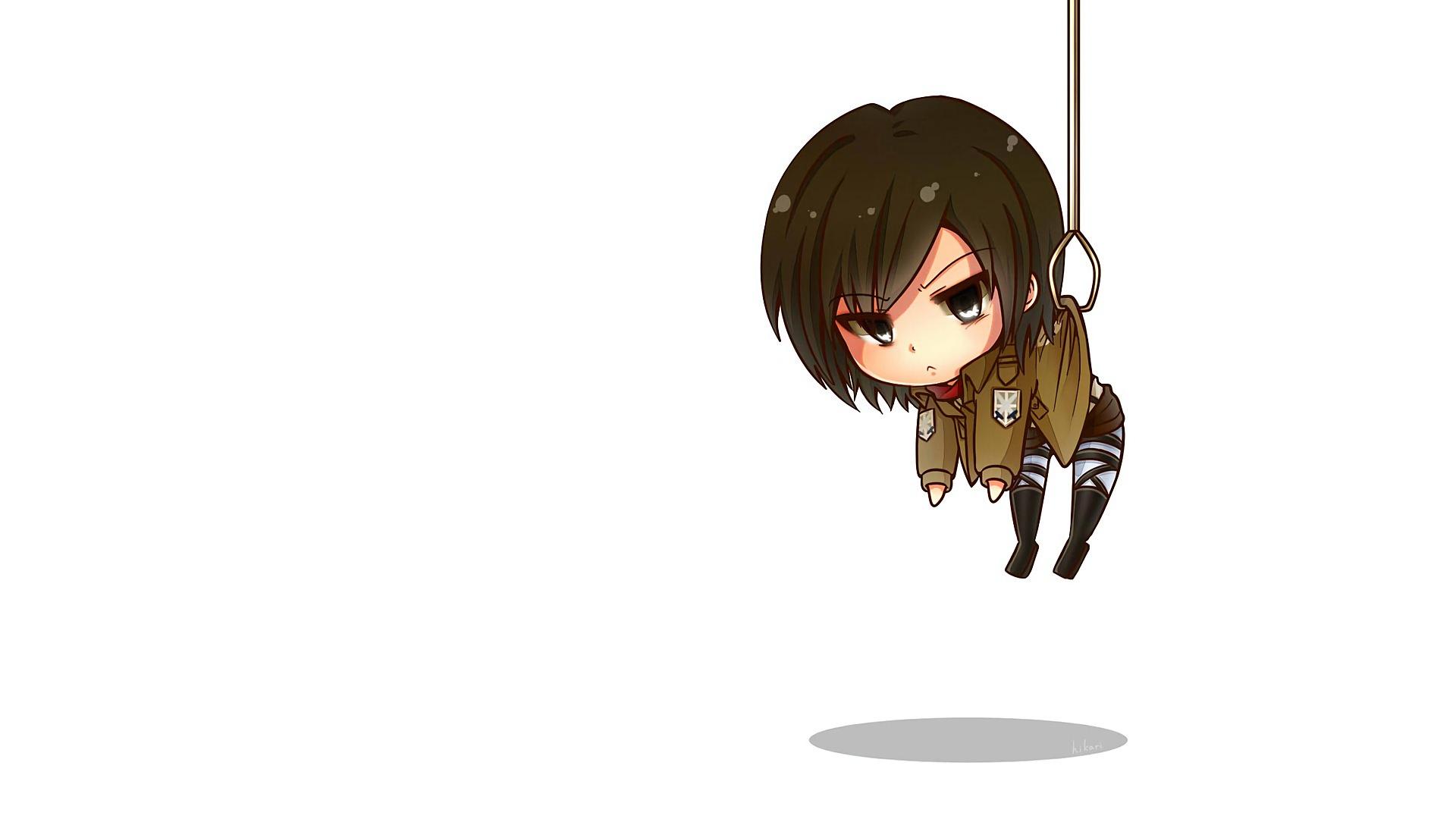 1920x1080 Chibi Mikasa Ackerman AoT Anime Girl.  Hình nền