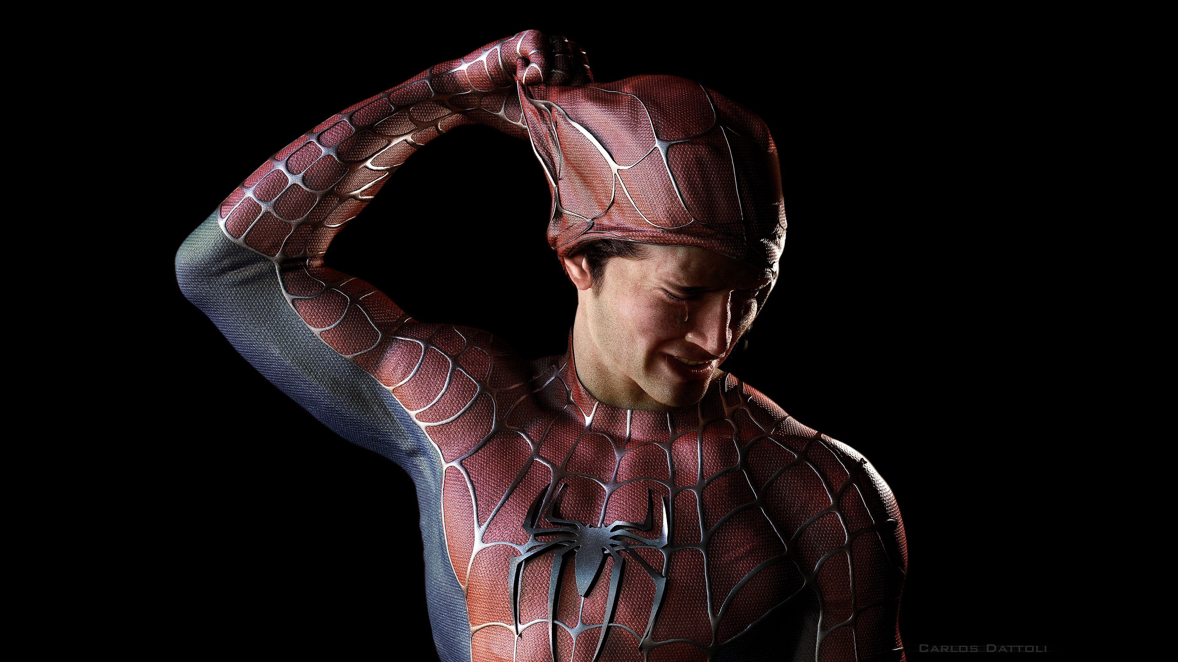 3840x2160 Crying Spiderman Behind The Mask, HD Wallpaper