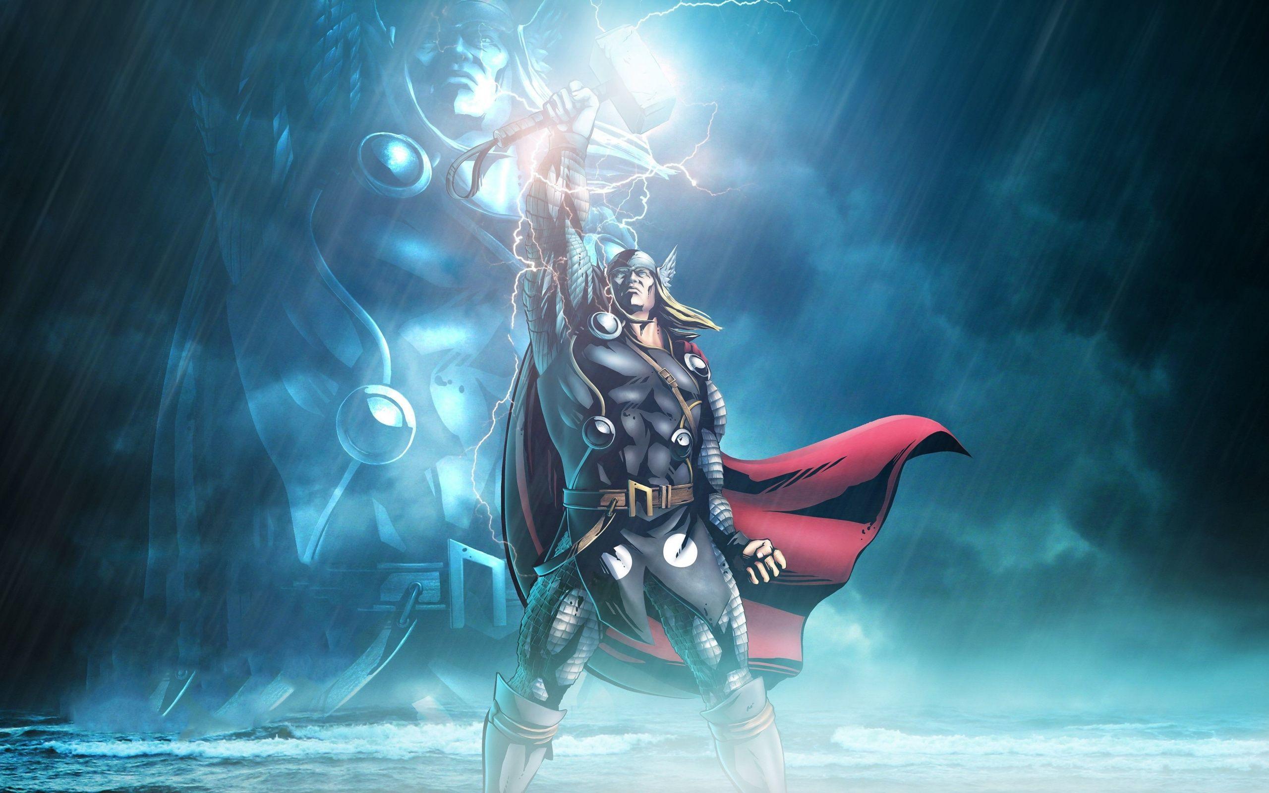 2560x1600 Download 2560x1600 wallpaper marvel, lightning god, thor, art