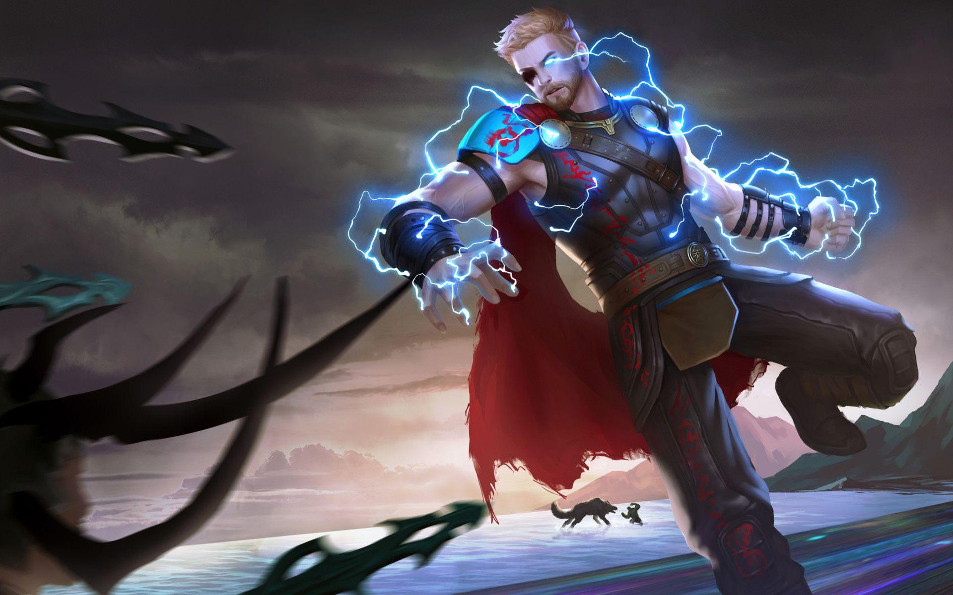 1920x1200 Download wallpaper Thor, art, superheroes, creative, Marvel