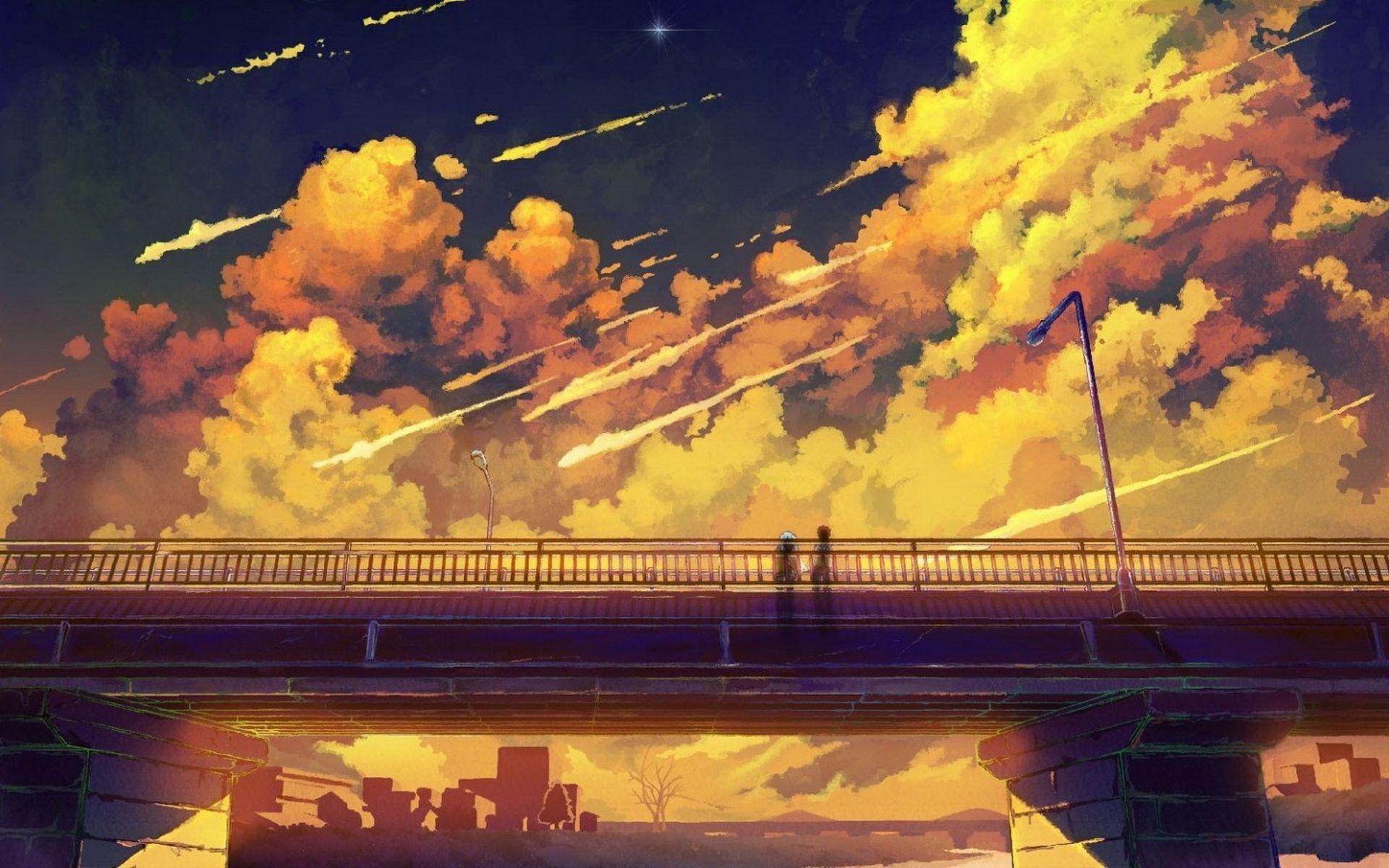 1920x1200 Anime City hình nền