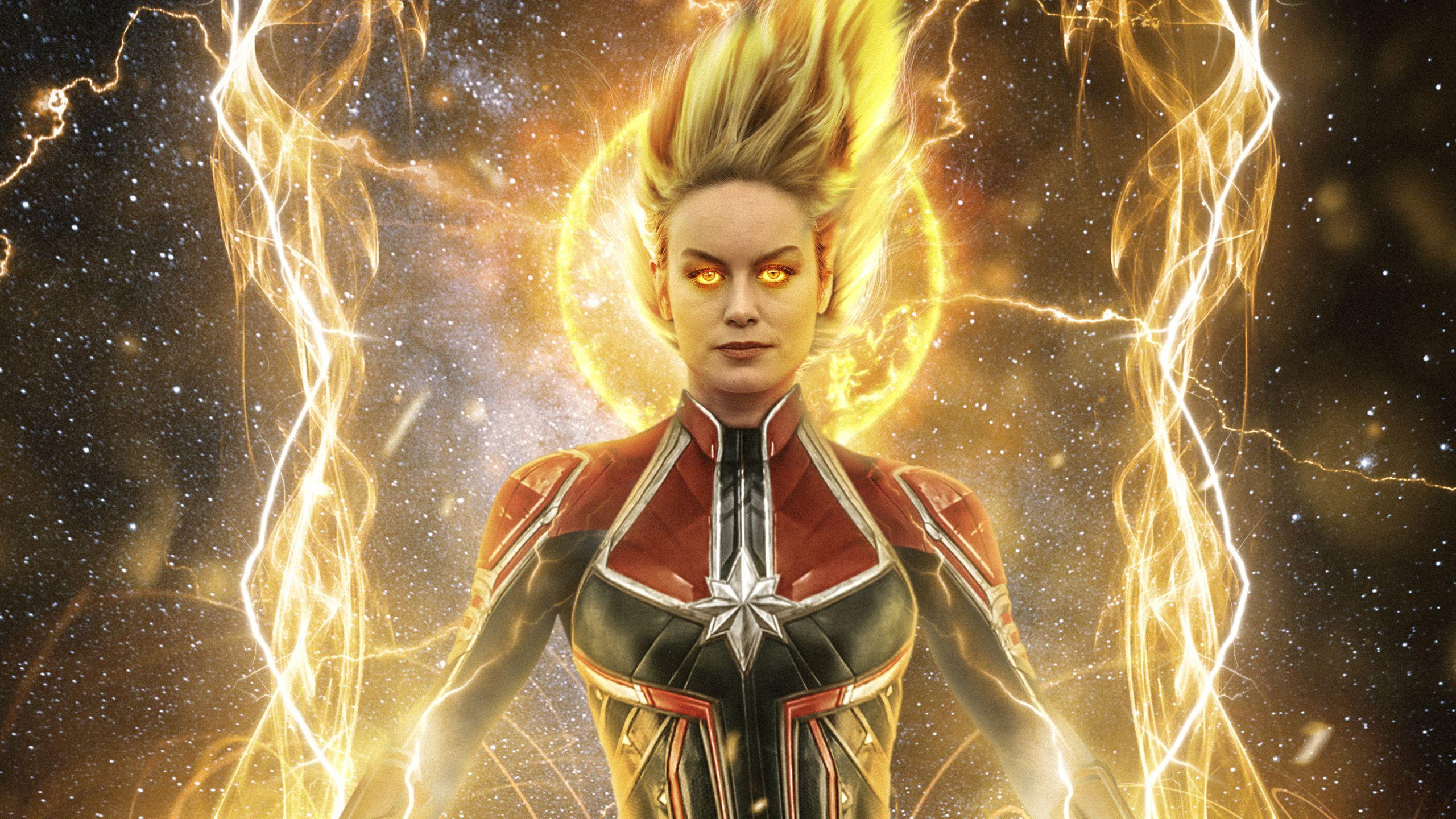 2560x1440 Captain Marvel Binary Form Wallpaper & Background
