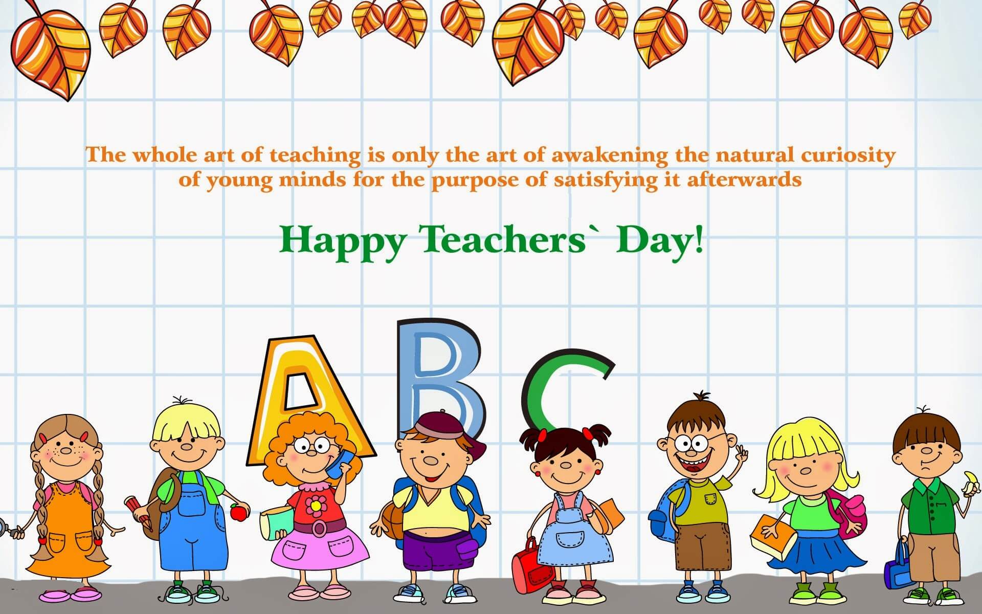 1920x1200 Happy Teachers Day Quotes Cartoon Kids Wallpaper Teachers