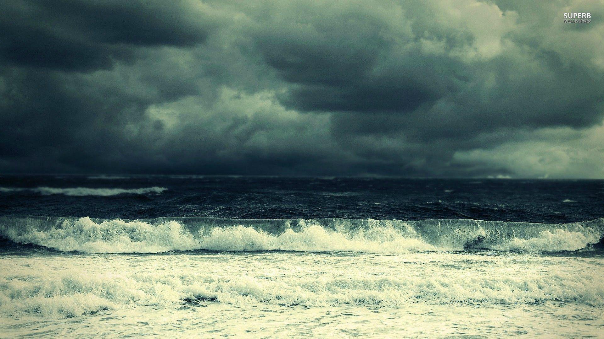 1920x1080 Stormy Beach Wallpaper