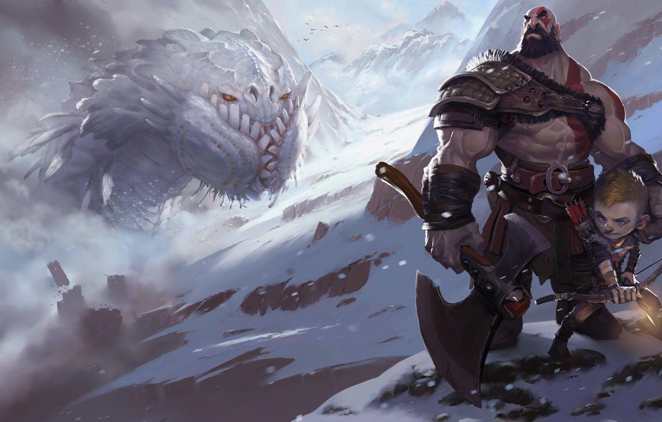 1332x850 Wallpaper Fantasy, Kratos, God of War, Kratos, Illustration